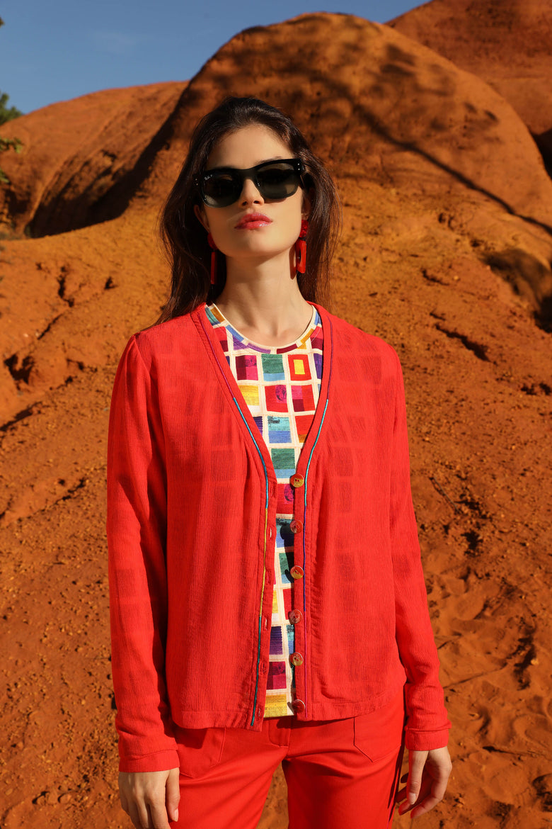 vêtement artist la marque cardigan-uni-brode-mille-une-couleurs