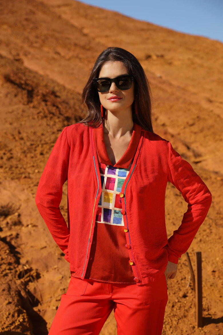 vêtement artist la marque cardigan-uni-brode-mille-une-couleurs