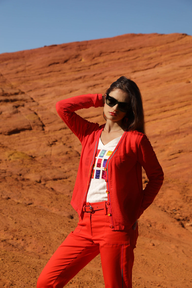vêtement artist la marque cardigan-uni-brode-mille-une-couleurs