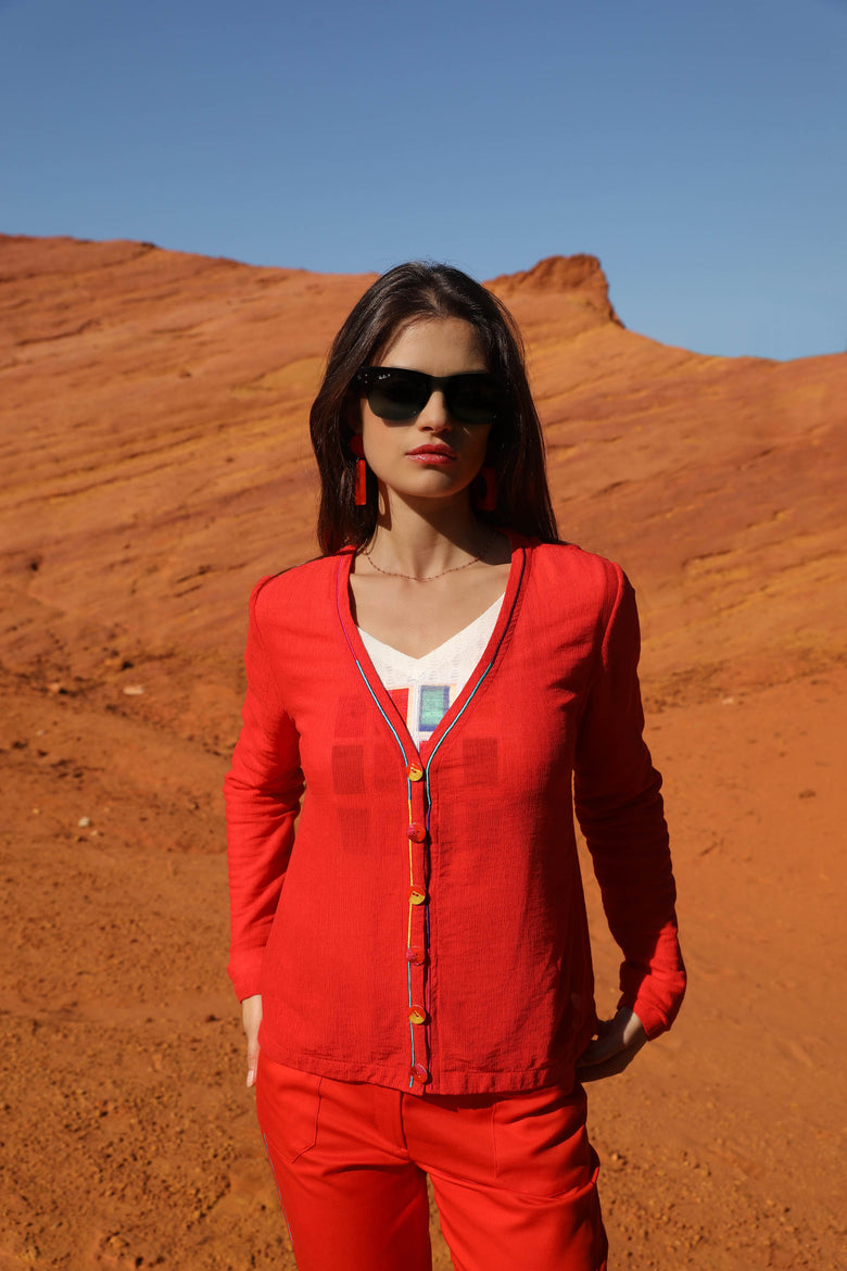 vêtement artist la marque cardigan-uni-brode-mille-une-couleurs
