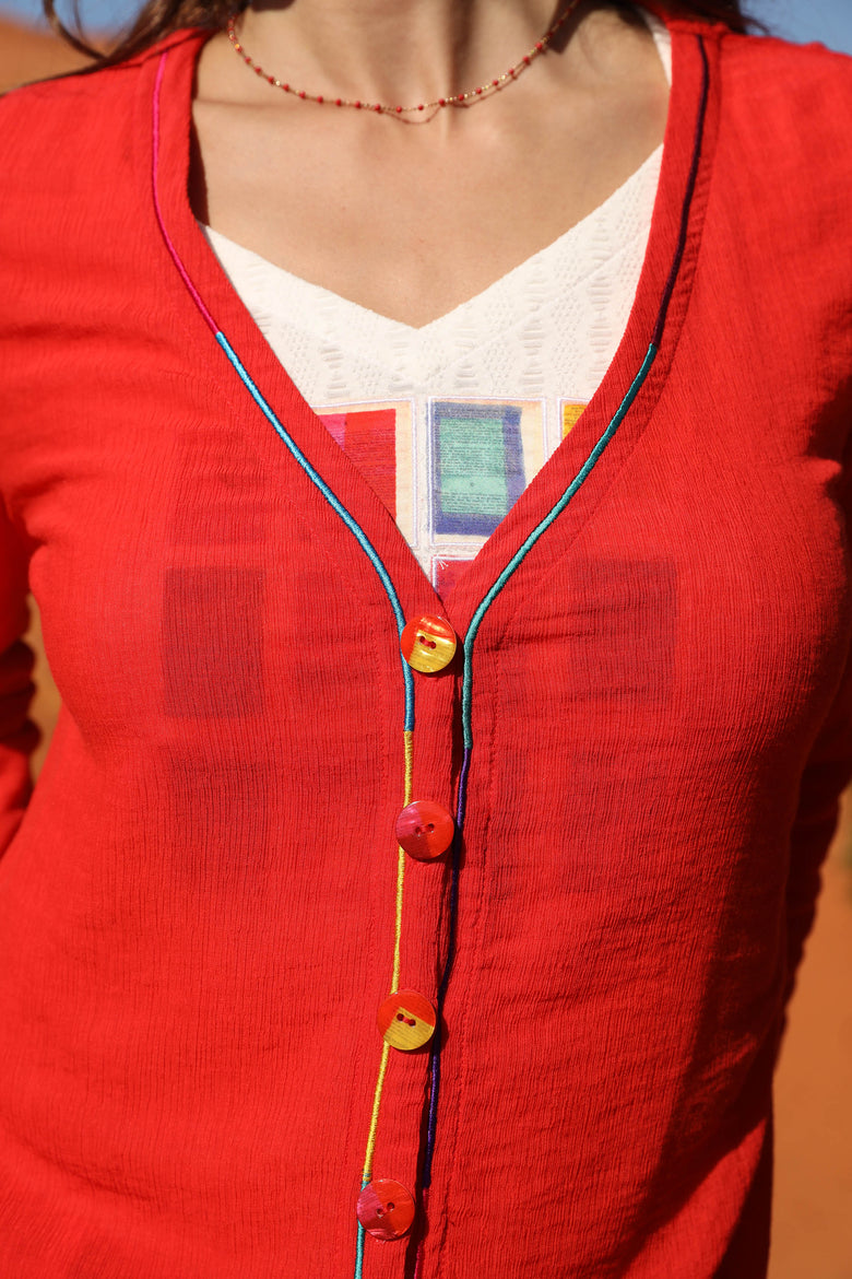 vêtement artist la marque cardigan-uni-brode-mille-une-couleurs