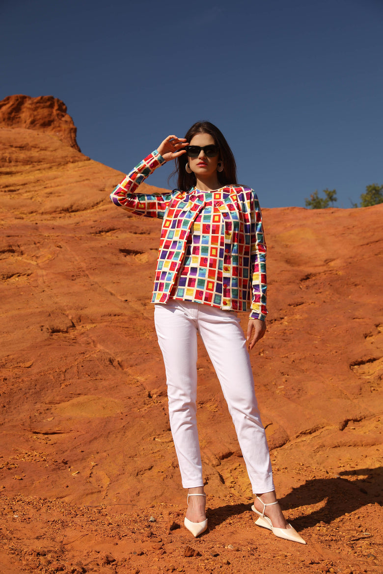 vêtement artist la marque cardigan-imprime-mille-une-couleurs