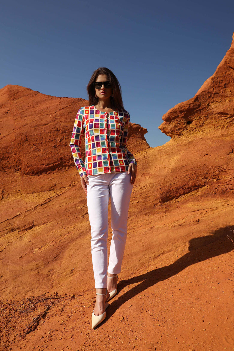 vêtement artist la marque cardigan-imprime-mille-une-couleurs