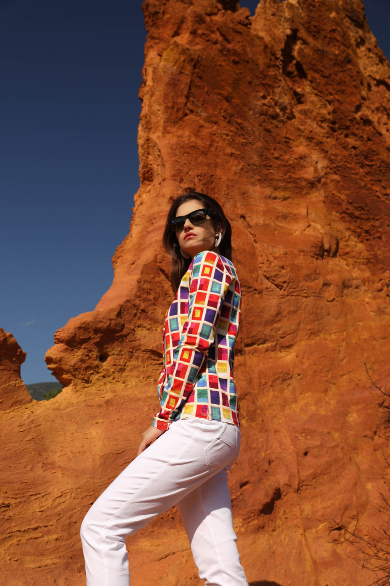 vêtement artist la marque cardigan-imprime-mille-une-couleurs