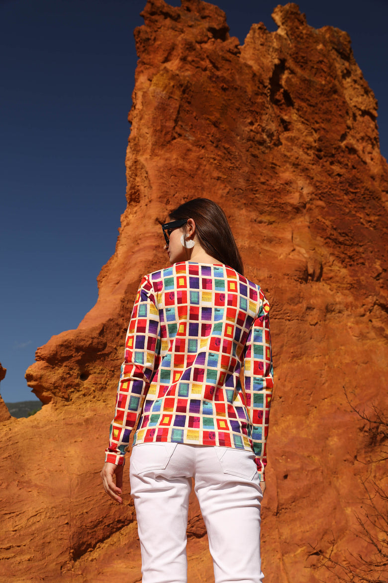 vêtement artist la marque cardigan-imprime-mille-une-couleurs