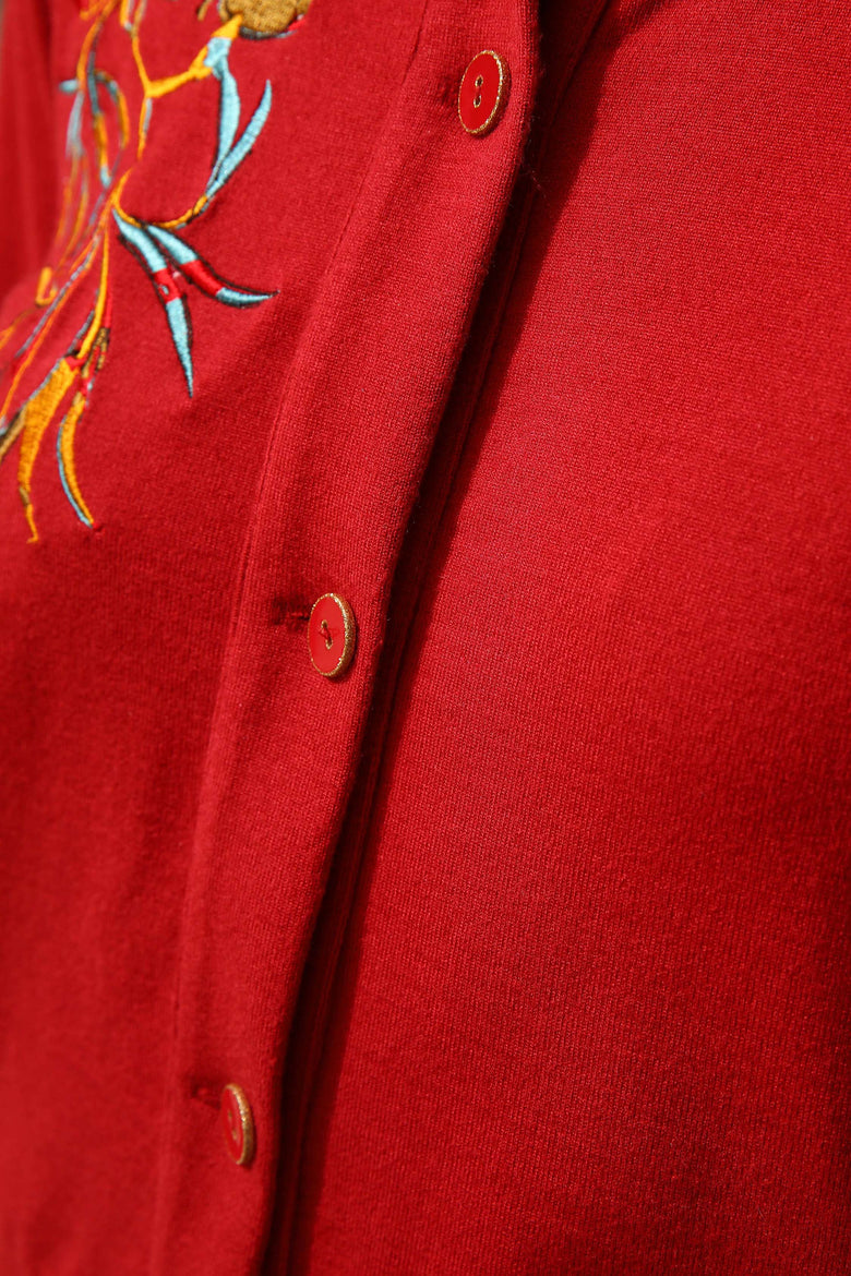 vêtement artist la marque cardigan-uni-brode-jardins-enchantes