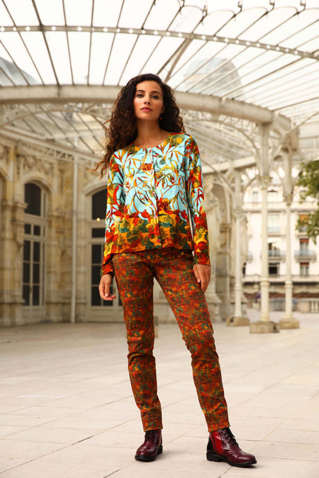 vêtement artist la marque cardigan-imprime-jardins-enchantes