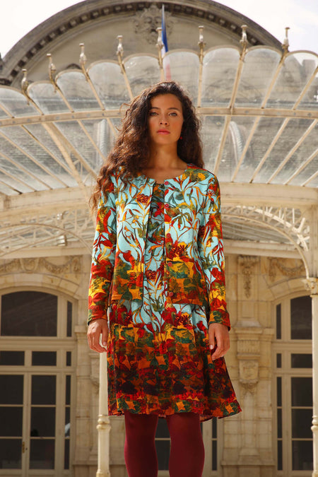 vêtement artist la marque cardigan-imprime-jardins-enchantes