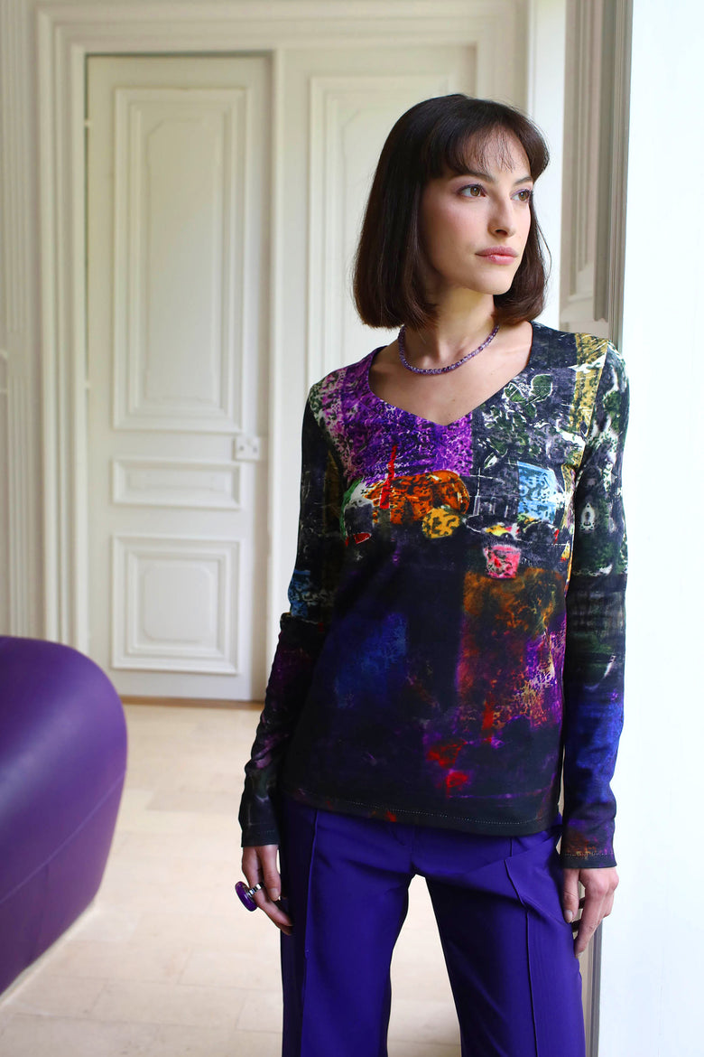 vêtement artist la marque top-imprime-couleur-pourpre