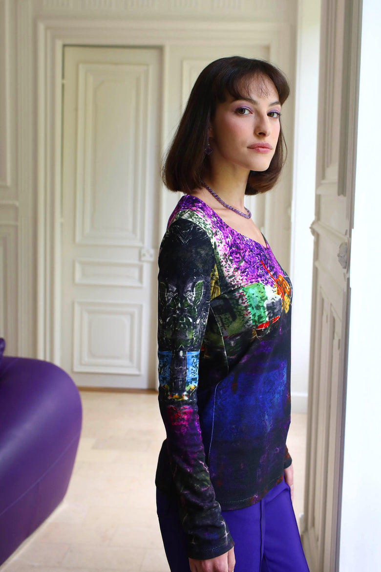 vêtement artist la marque top-imprime-couleur-pourpre