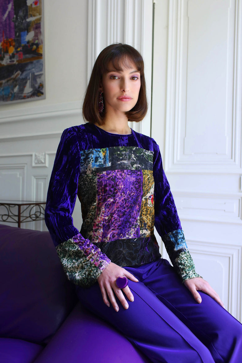 vêtement artist la marque top-velours-couleur-pourpre