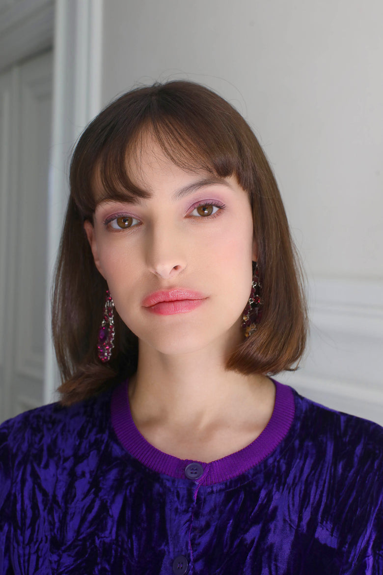 vêtement artist la marque cardigan-velours-couleur-pourpre