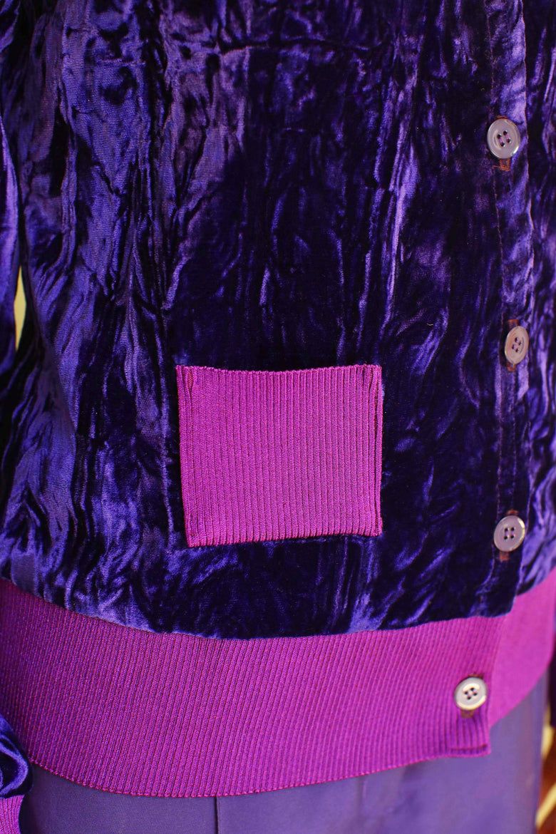 vêtement artist la marque cardigan-velours-couleur-pourpre