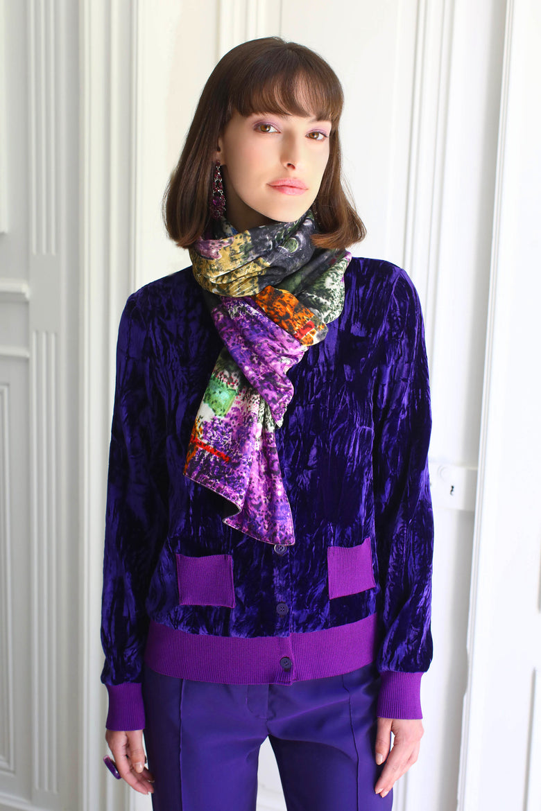 vêtement artist la marque cardigan-velours-couleur-pourpre