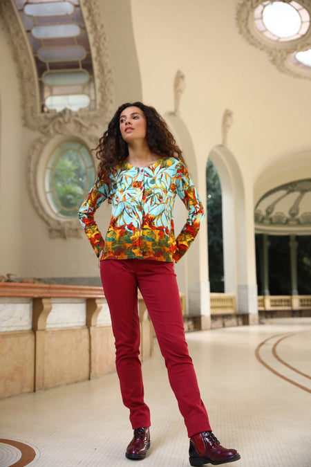 vêtement artist la marque cardigan-imprime-jardins-enchantes