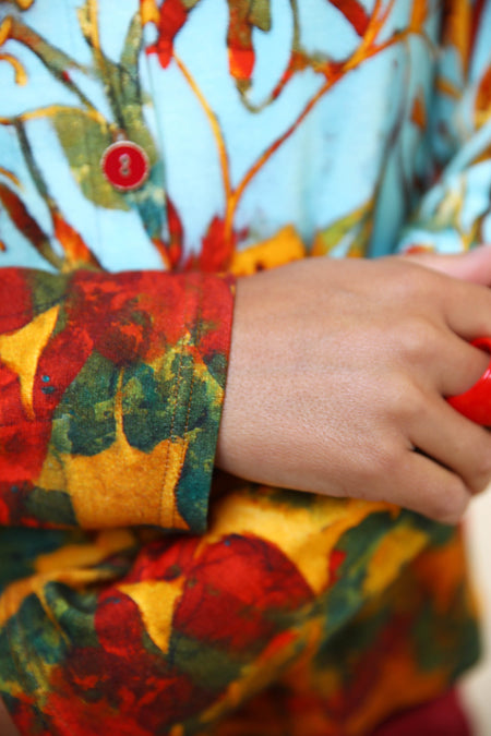 vêtement artist la marque cardigan-imprime-jardins-enchantes