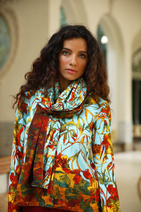 vêtement artist la marque cardigan-imprime-jardins-enchantes