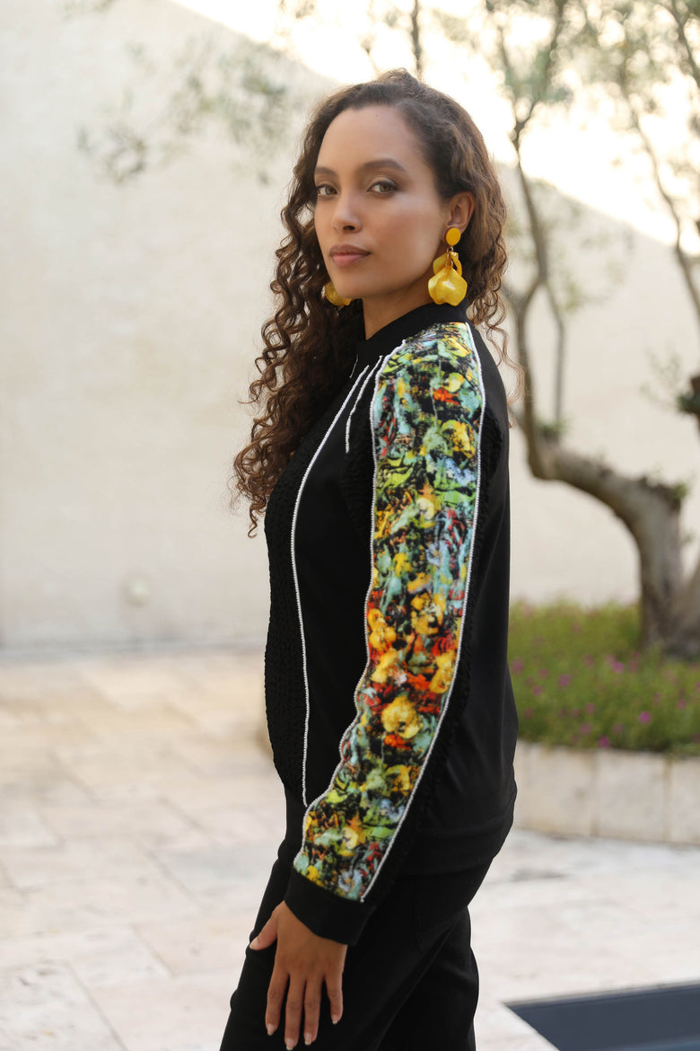 vêtement artist la marque cardigan-zippe-a-fleur-de-peau