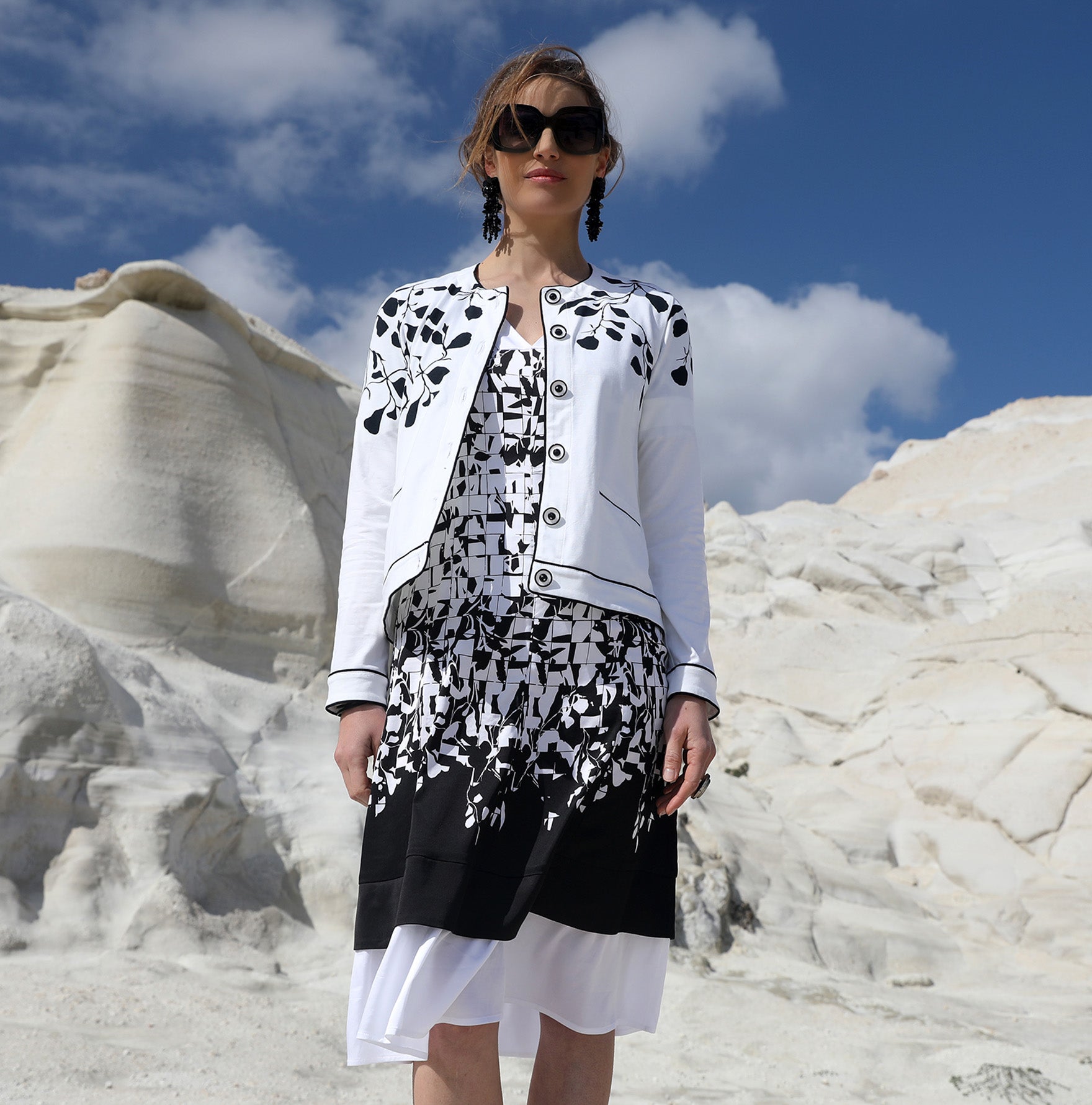 LE CARDIGAN IMPRIMÉ | BLANC DE NOIR