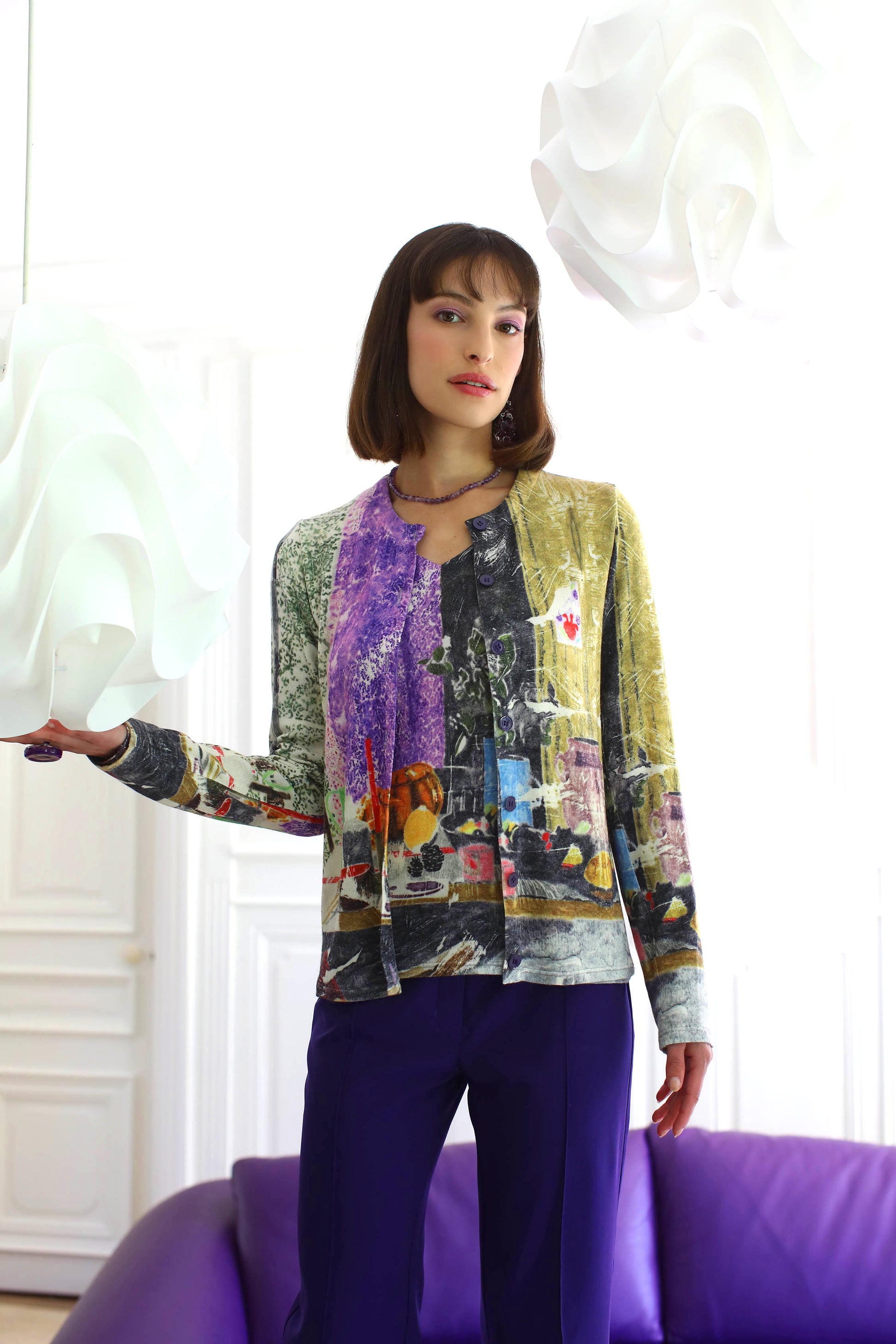 LE CARDIGAN IMPRIMÉ | COULEUR POURPRE