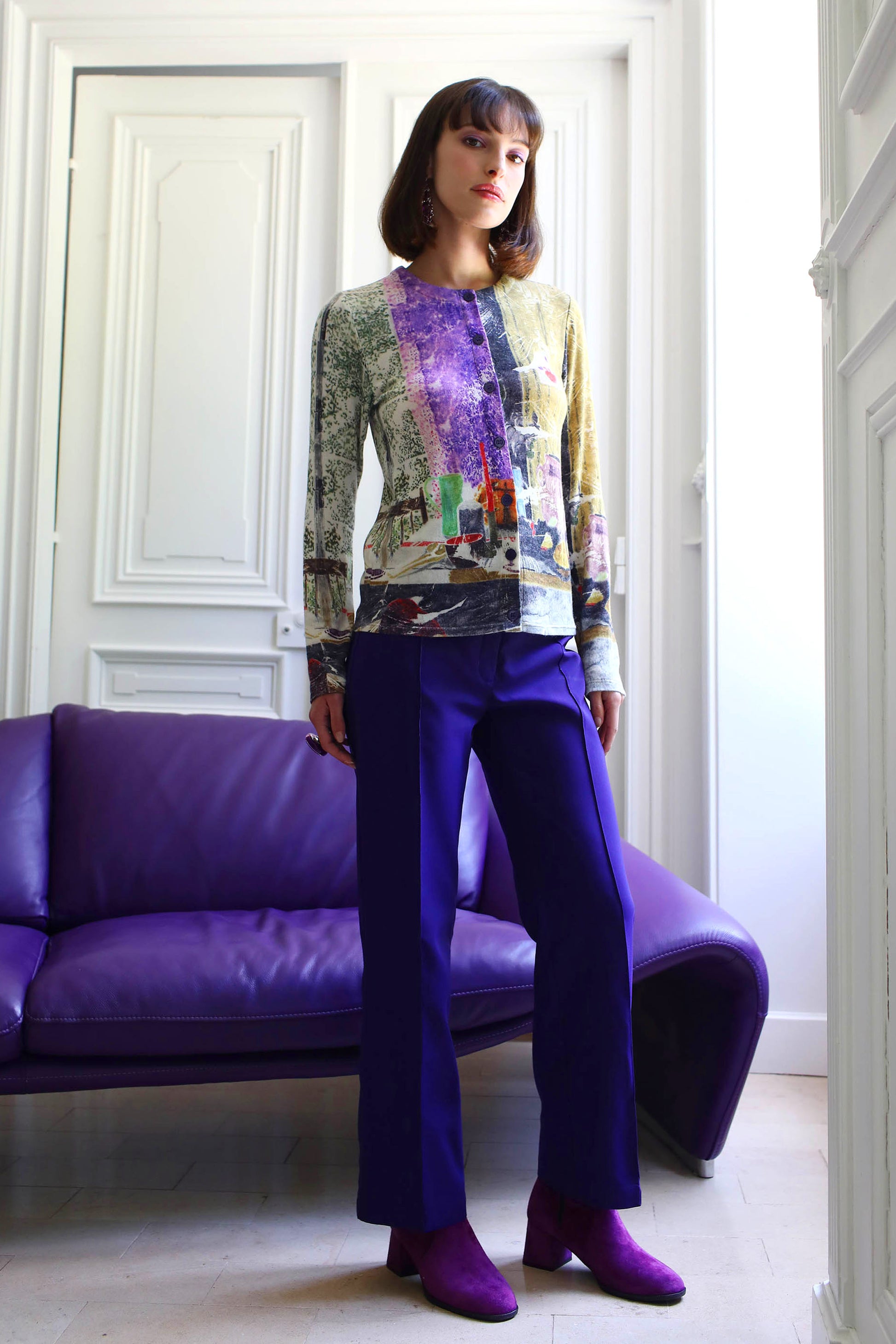 LE CARDIGAN IMPRIMÉ | COULEUR POURPRE