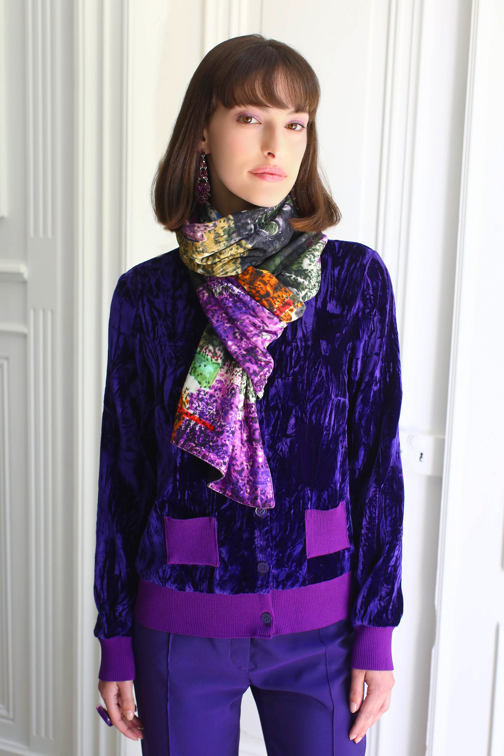 LE CARDIGAN EN VELOURS | COULEUR POURPRE