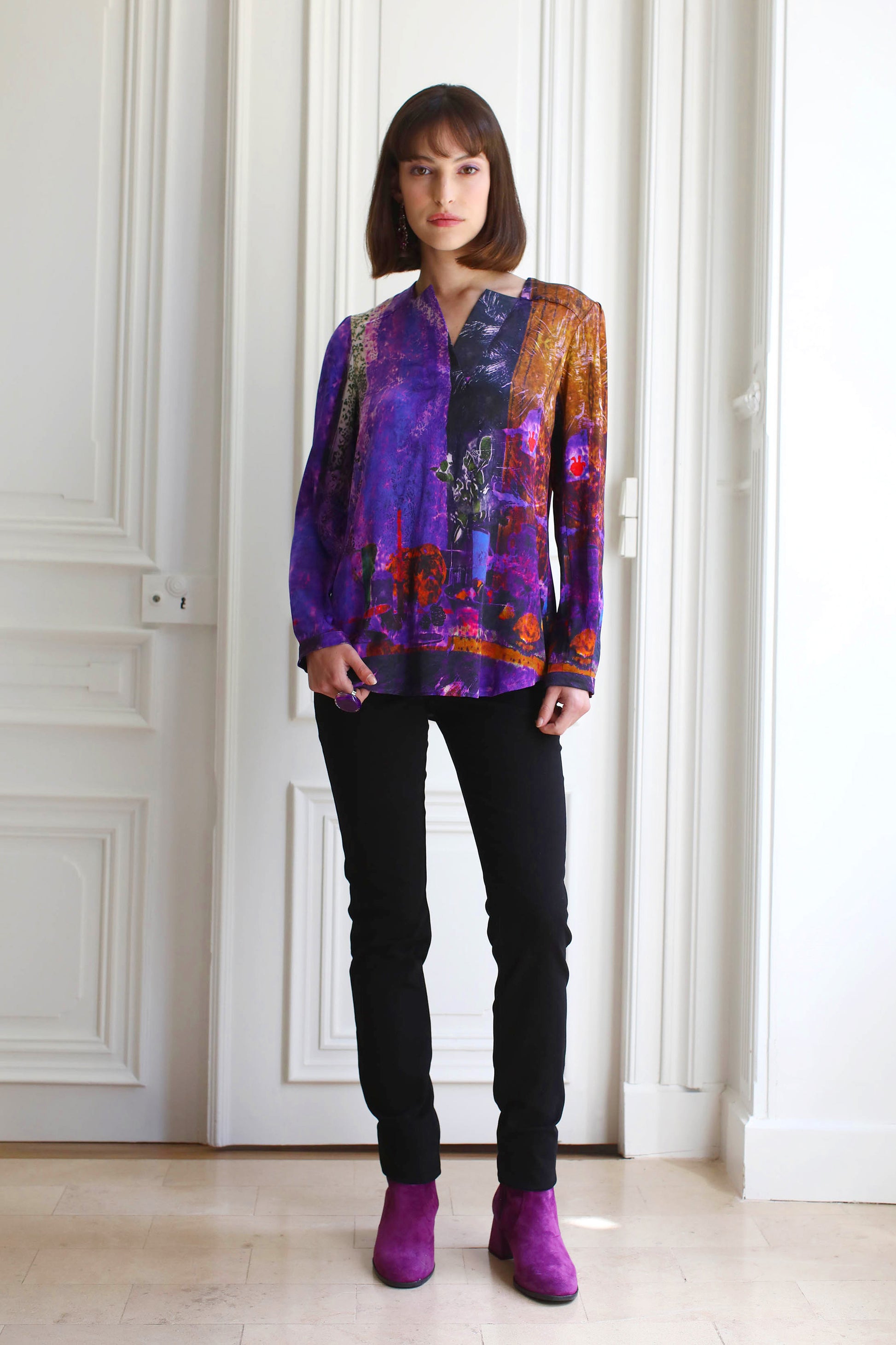 LE PANTALON SUÉDÉ NOIR | COULEUR POURPRE