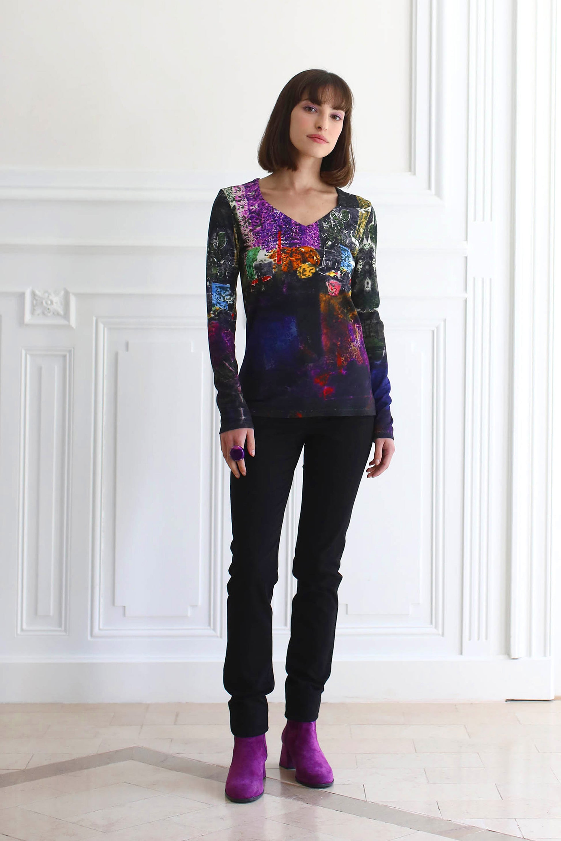 LE PANTALON SUÉDÉ NOIR | COULEUR POURPRE