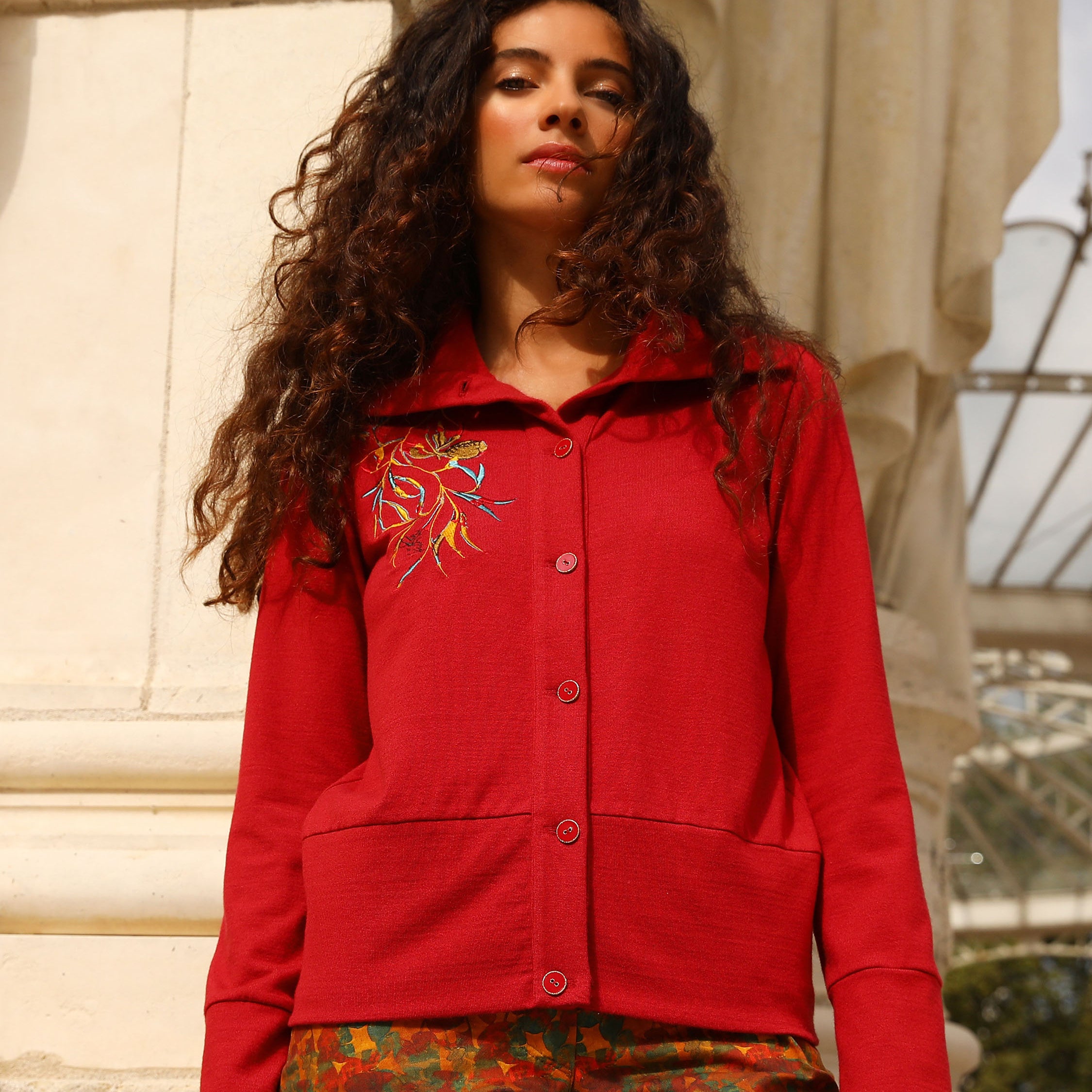 EMBROIDERED PLAIN CARDIGAN | ENCHANTED GARDENS