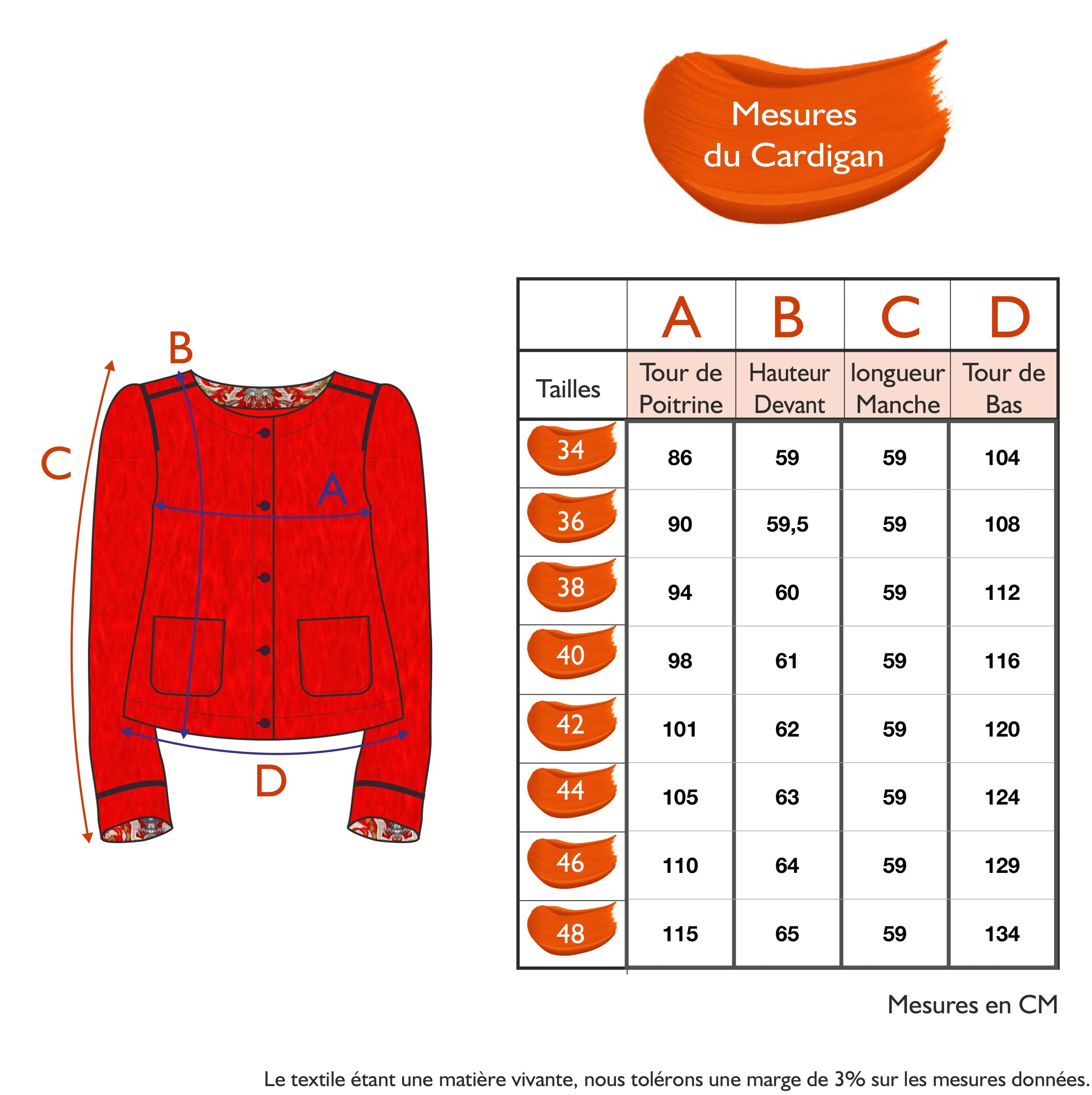 Guide des tailles - LE CARDIGAN | ABRUZZES