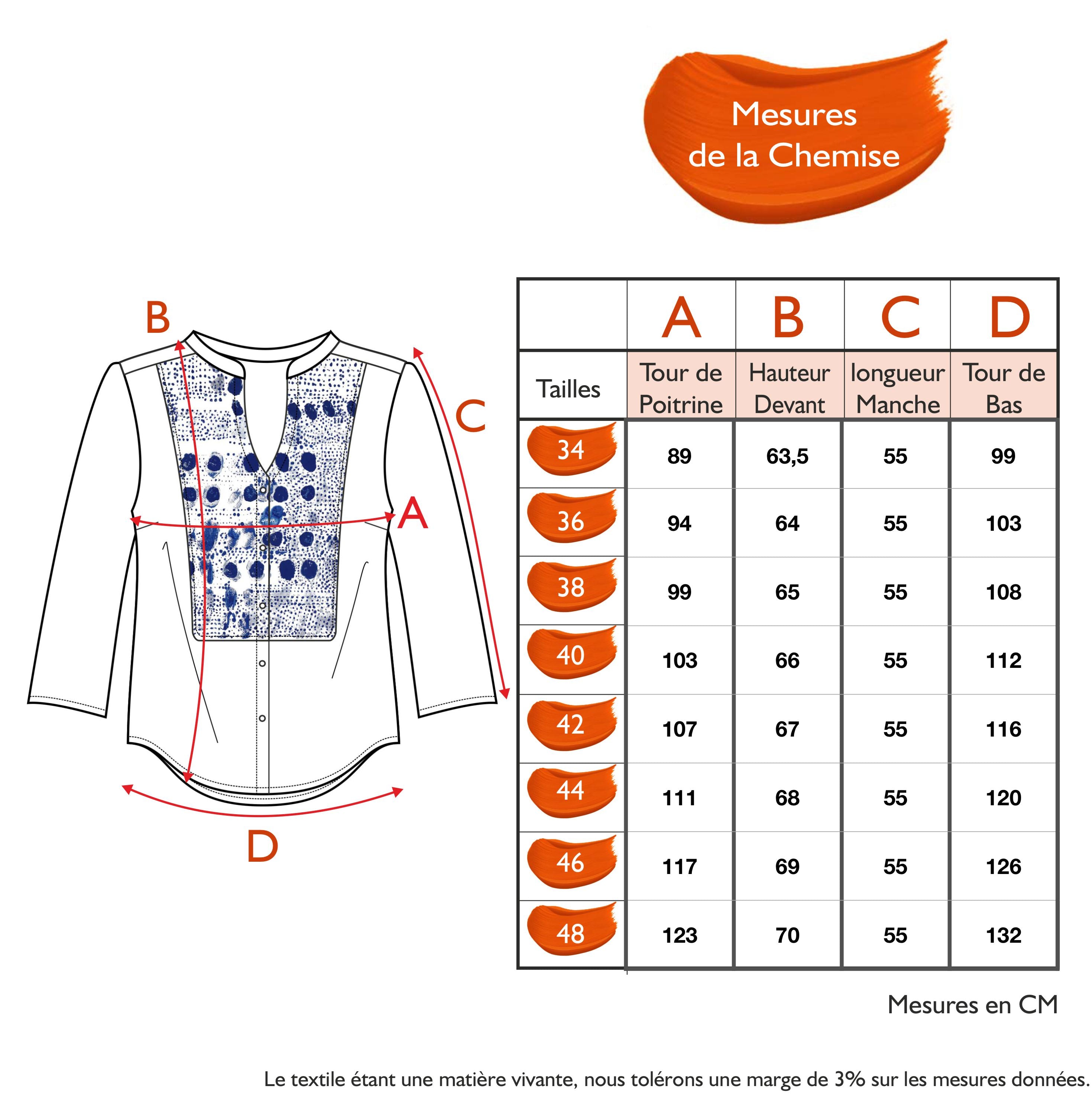 Guide des tailles - LA CHEMISE | SE PERDRE DANS LE BLEU
