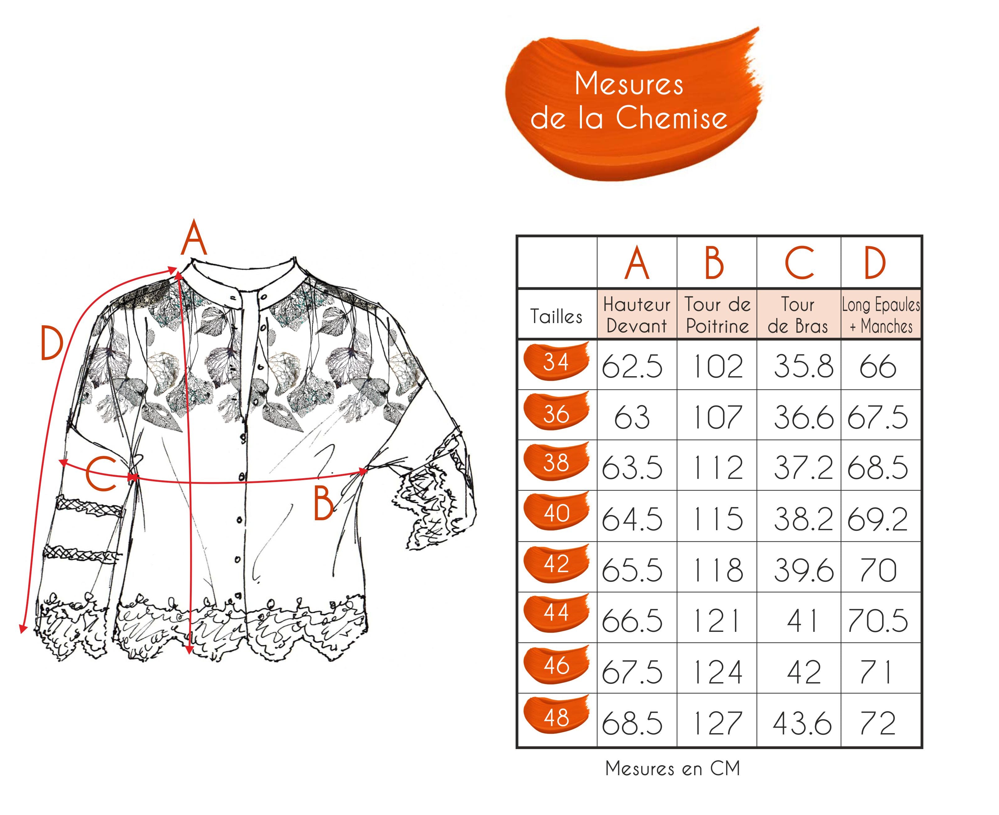 Guide des tailles - LA CHEMISE | JE FAIS UN VOEU