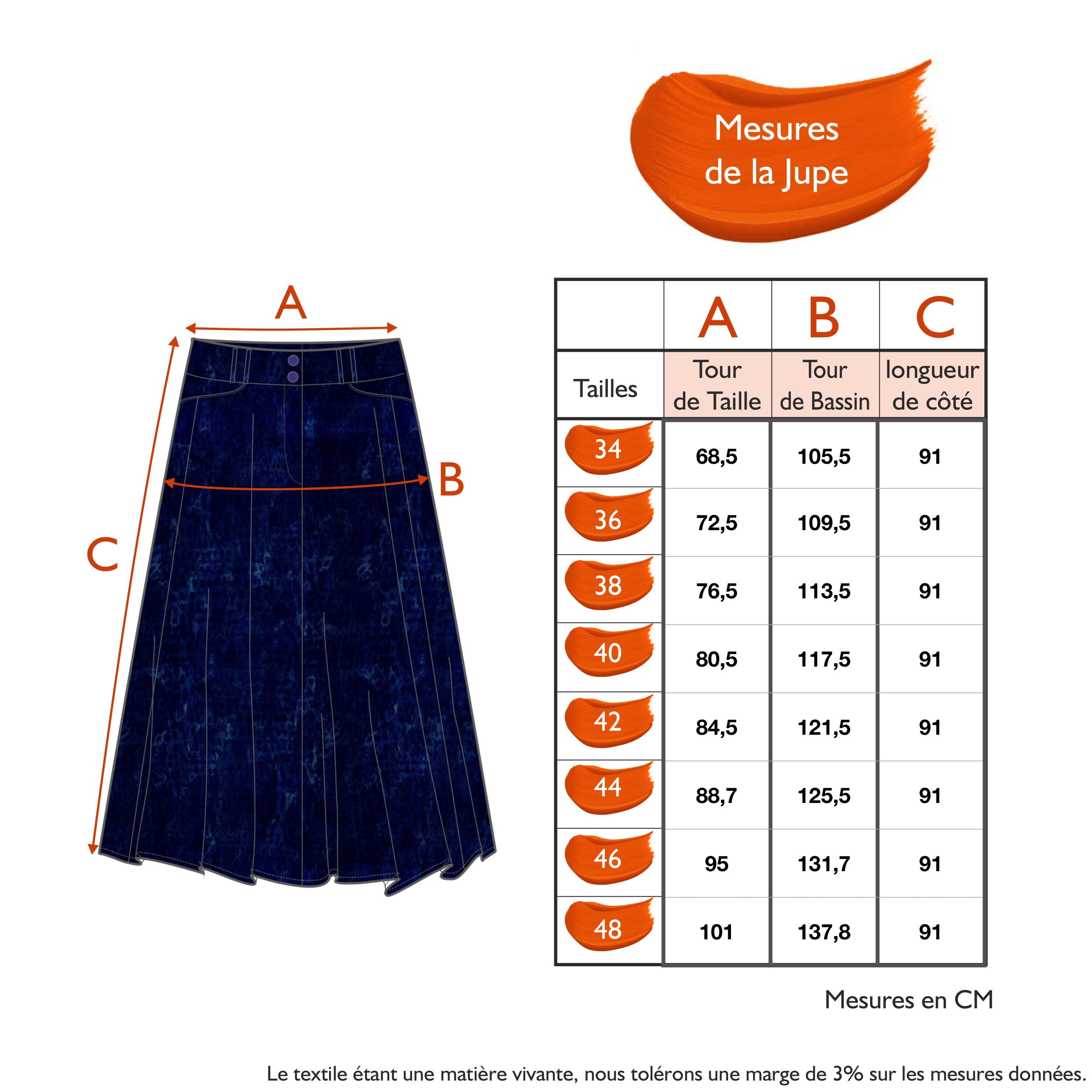 Guide des tailles - LA JUPE | SE PERDRE DANS LE BLEU