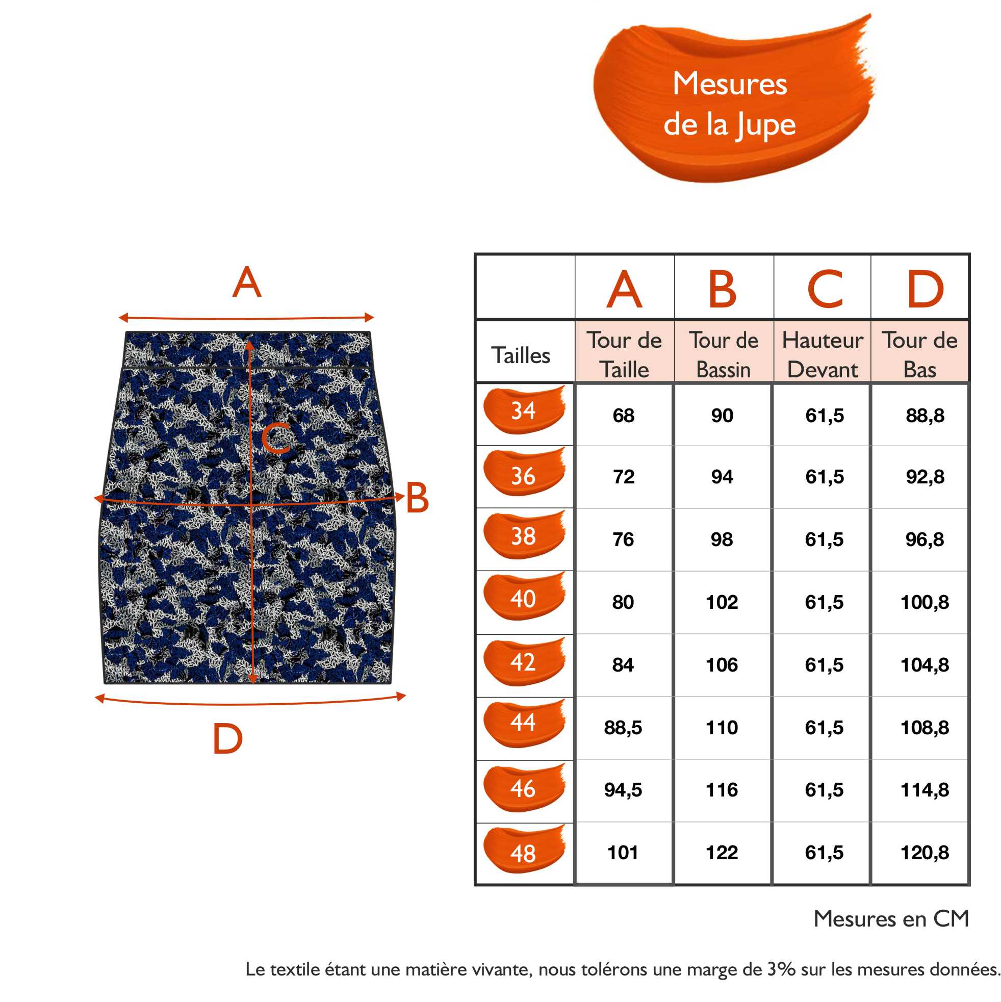 Guide des tailles - LA JUPE | ARTIC