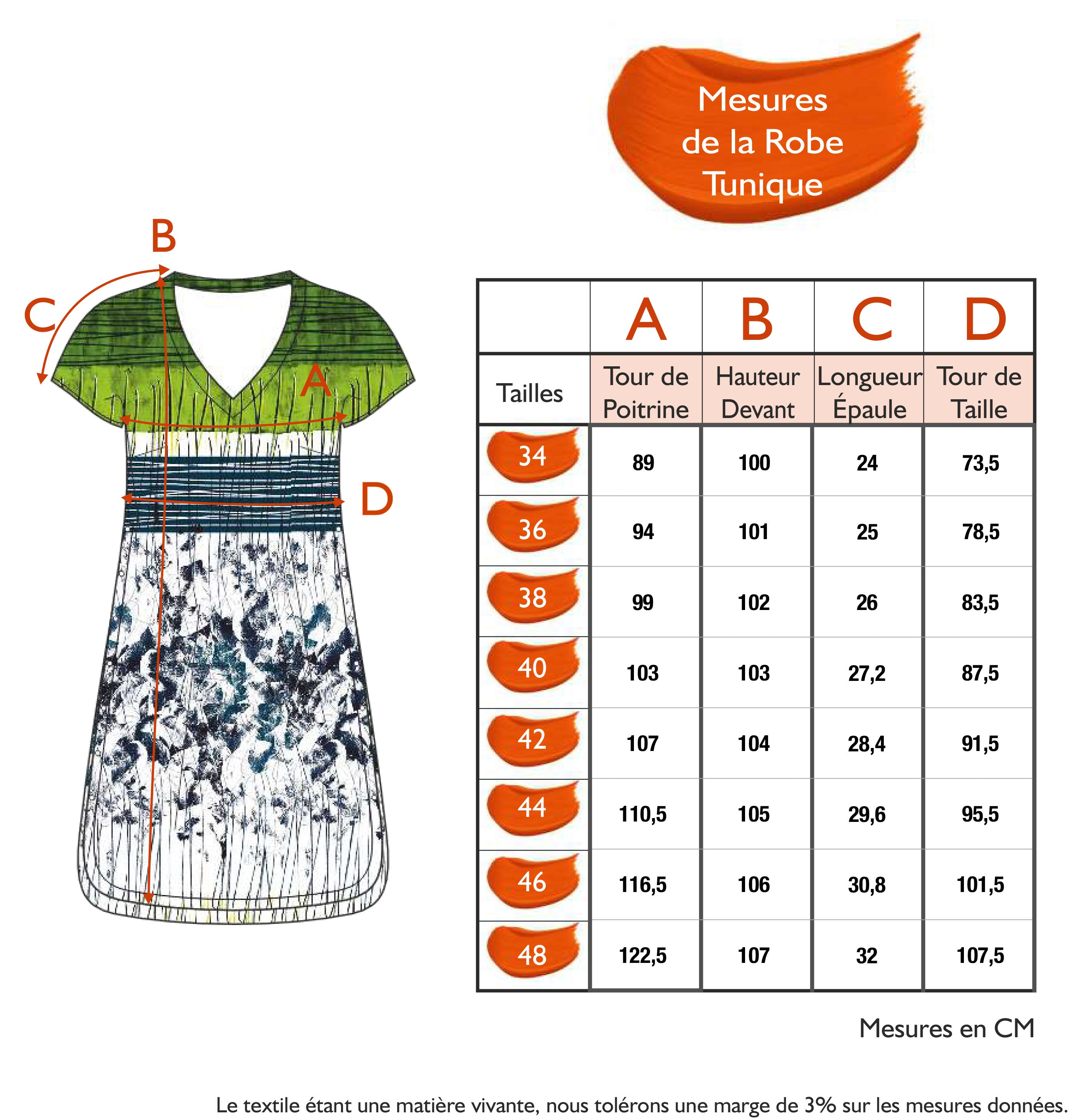 Guide des tailles - LA ROBE TUNIQUE | UN ÉTÉ SOUS LES PINS