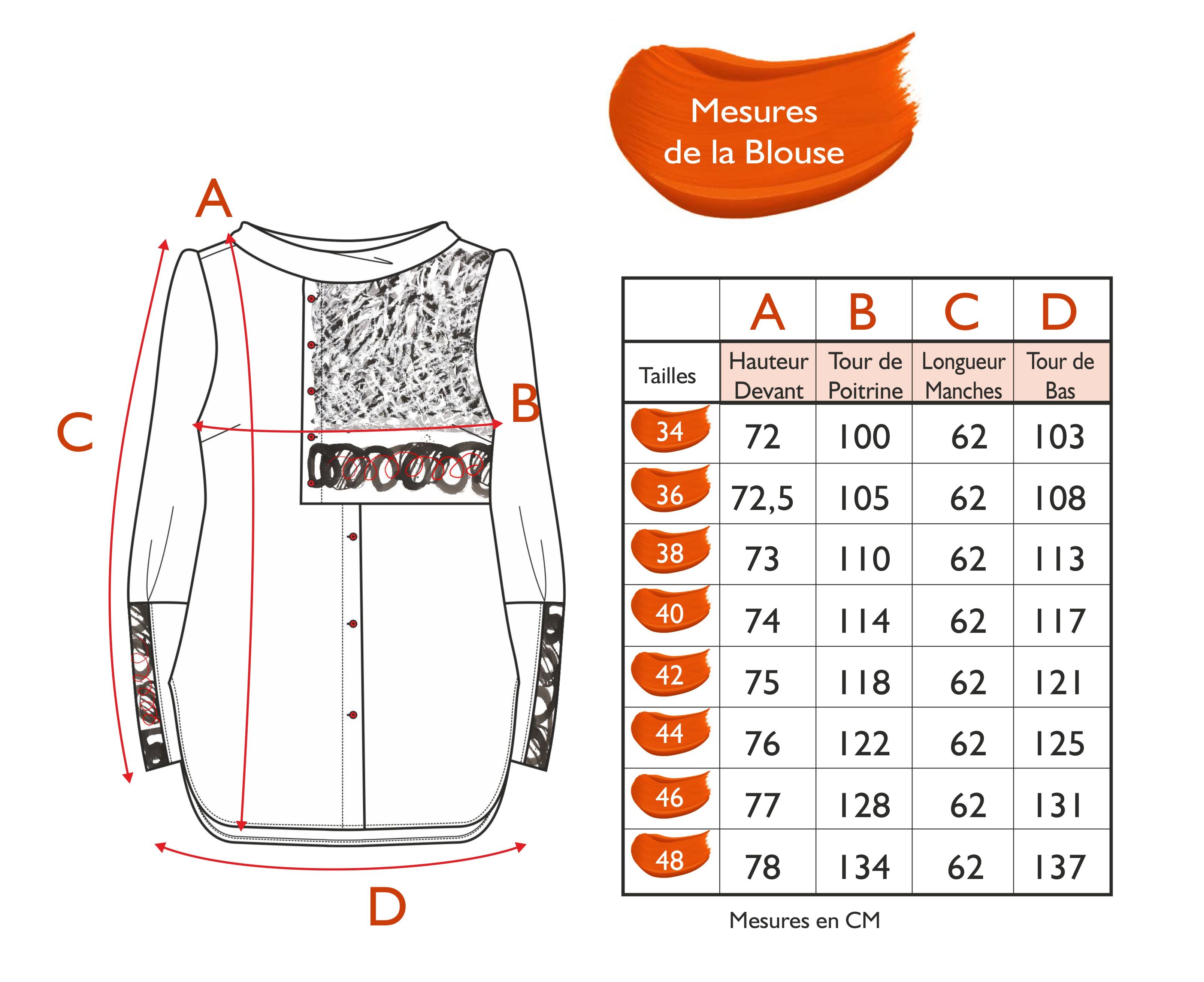 Guide des tailles - LA BLOUSE | A L'ORIGINE