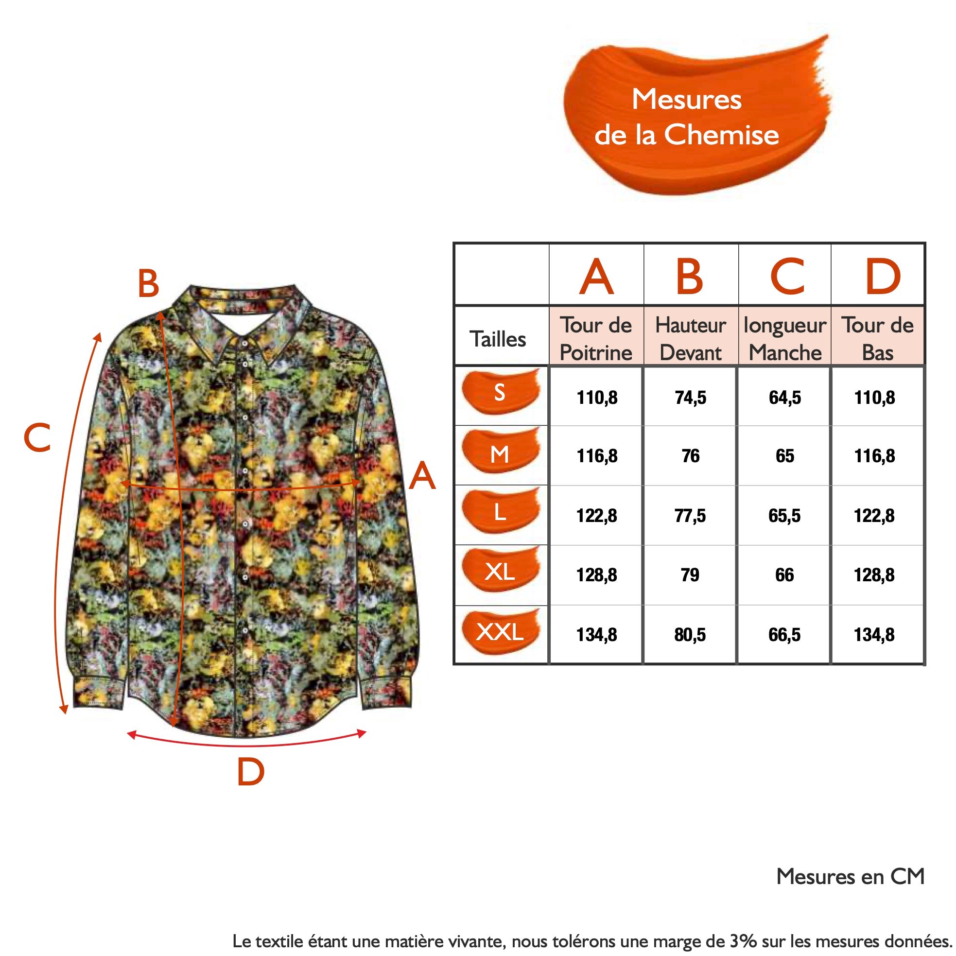 Guide des tailles - LA CHEMISE FEMME | A FLEUR DE PEAU