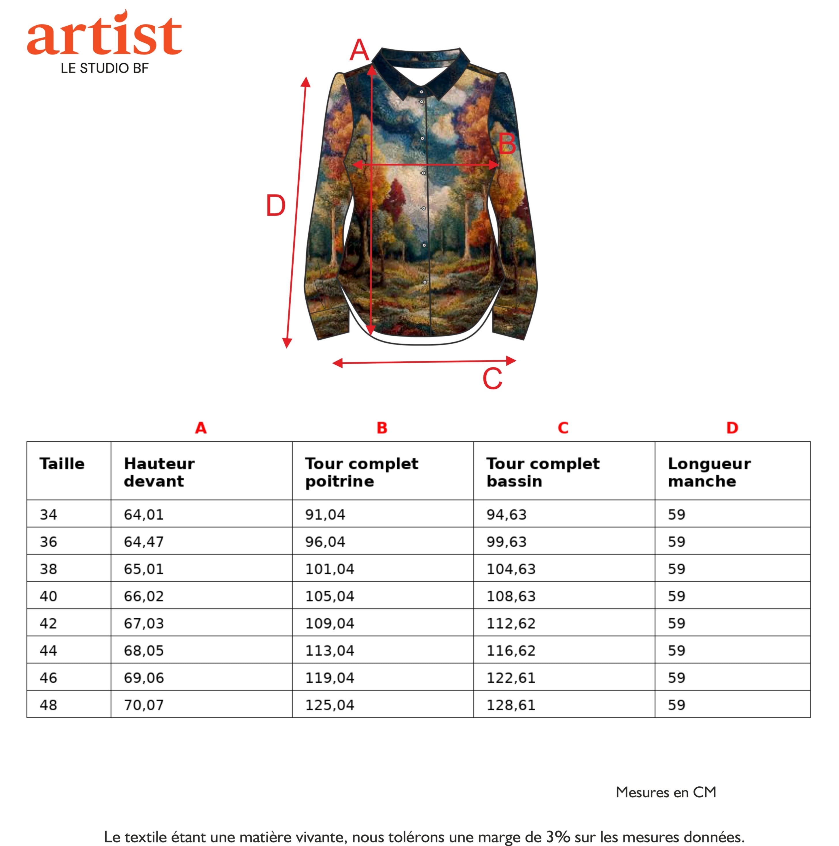 Guide des tailles - LA CHEMISE EN JERSEY | SUR LA ROUTE DE MOUSTIERS