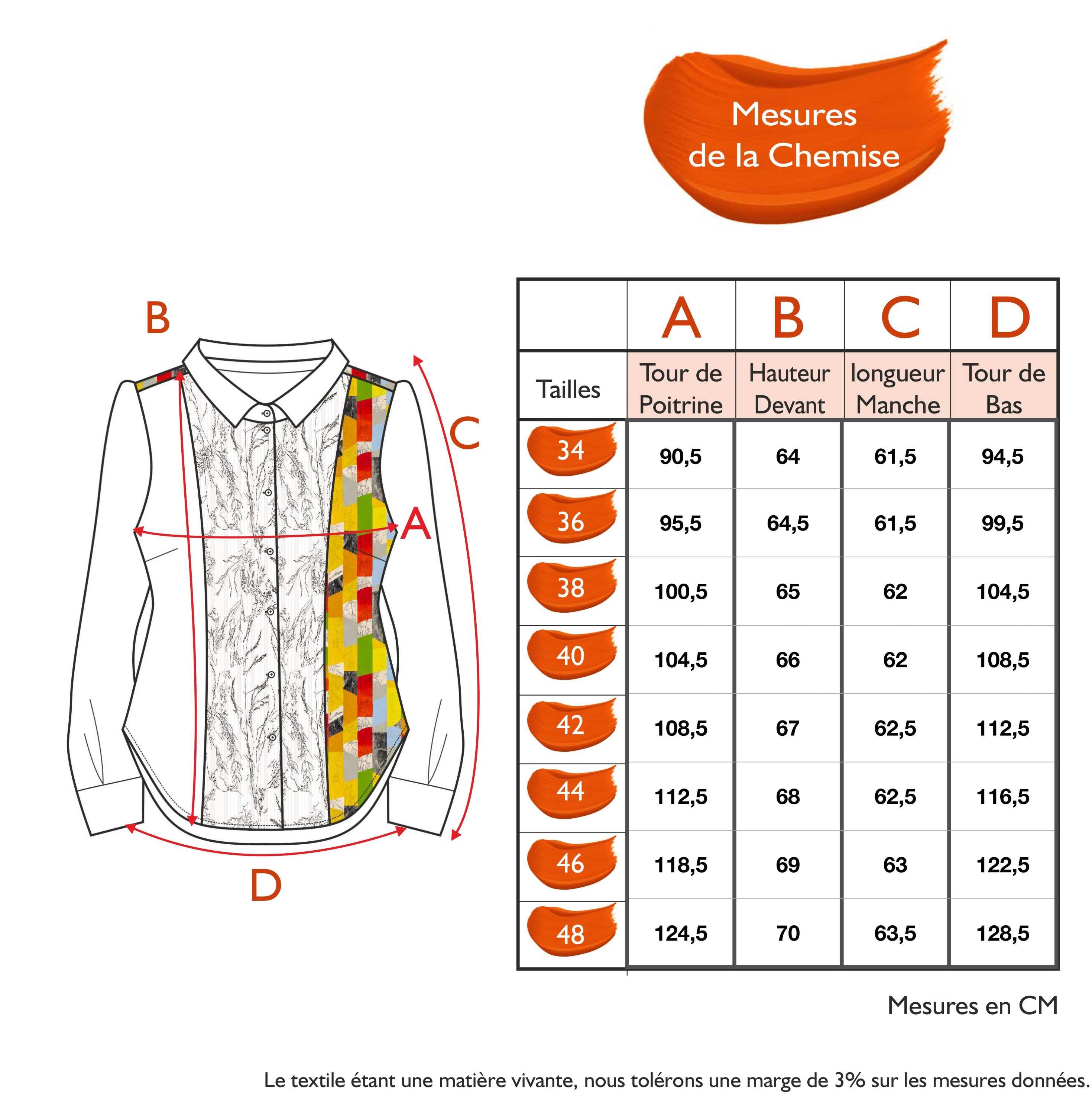 Guide des tailles - LA CHEMISE | LES HERBES FOLLES