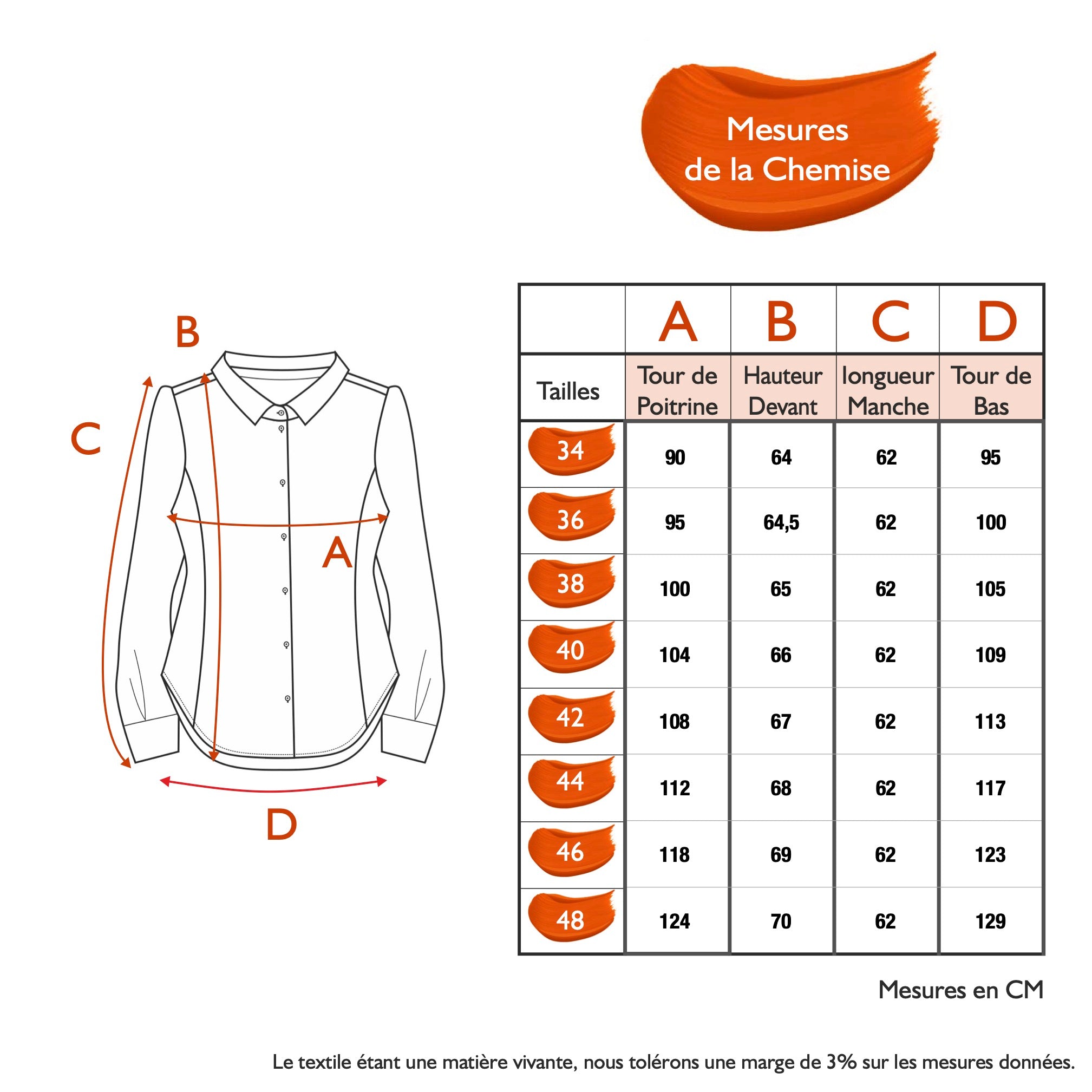 Guide des tailles - LA CHEMISE 2025 | PERMANENTS