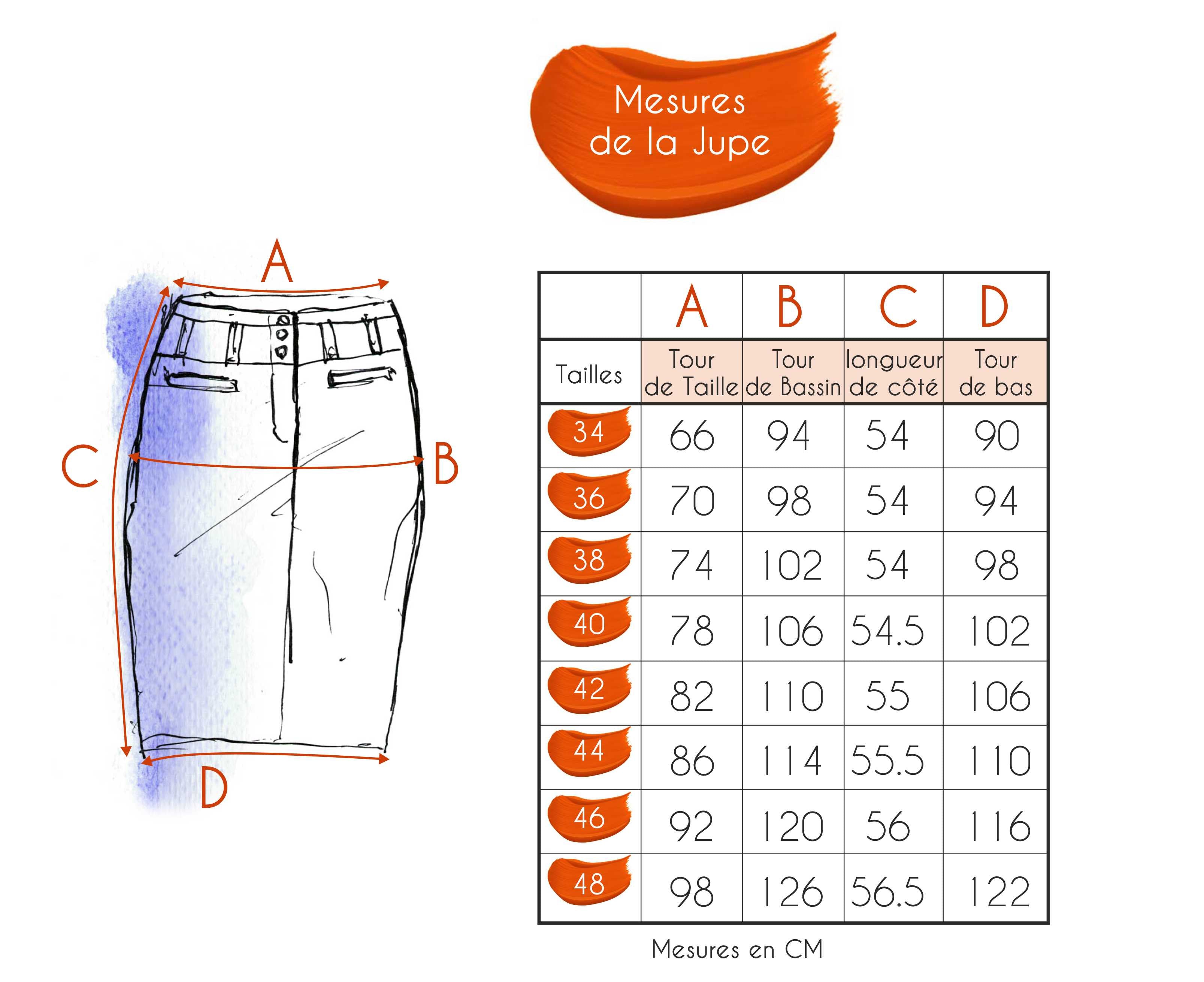 Guide des tailles - LA JUPE | SUPERLYCRA 21