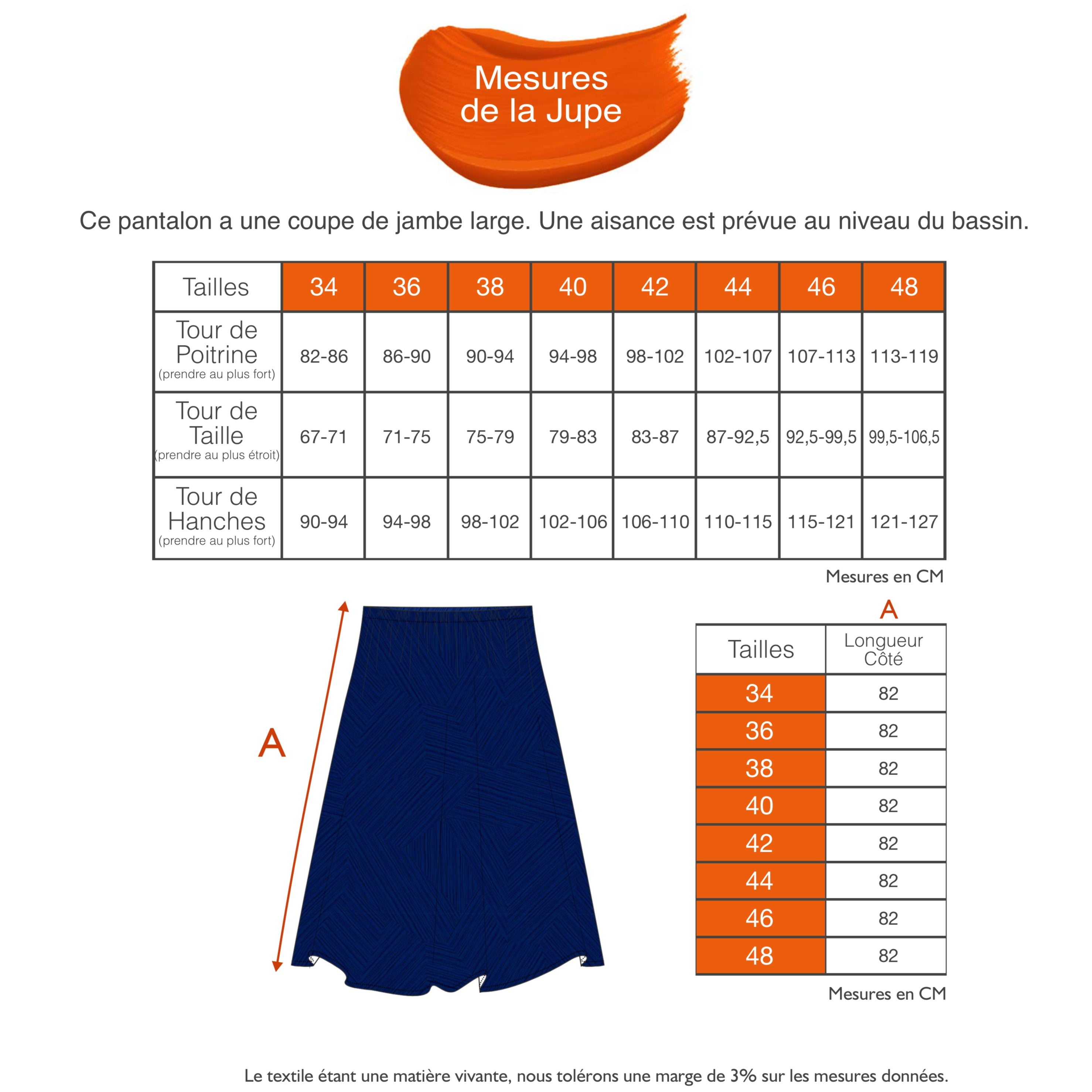 Guide des tailles - LA JUPE | OLYMPE