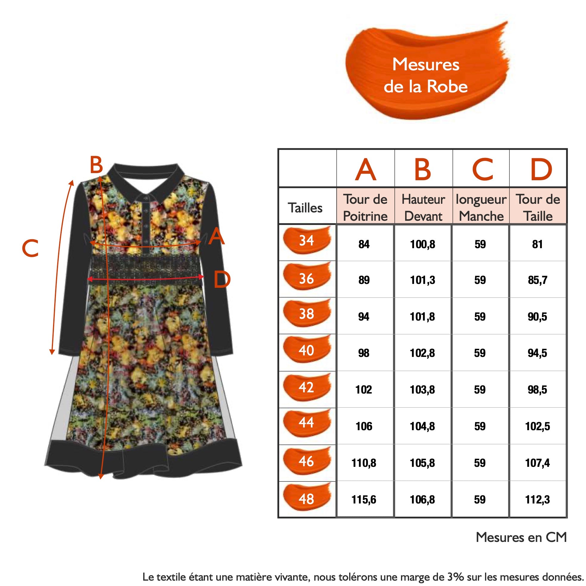 Guide des tailles - LA ROBE | A FLEUR DE PEAU