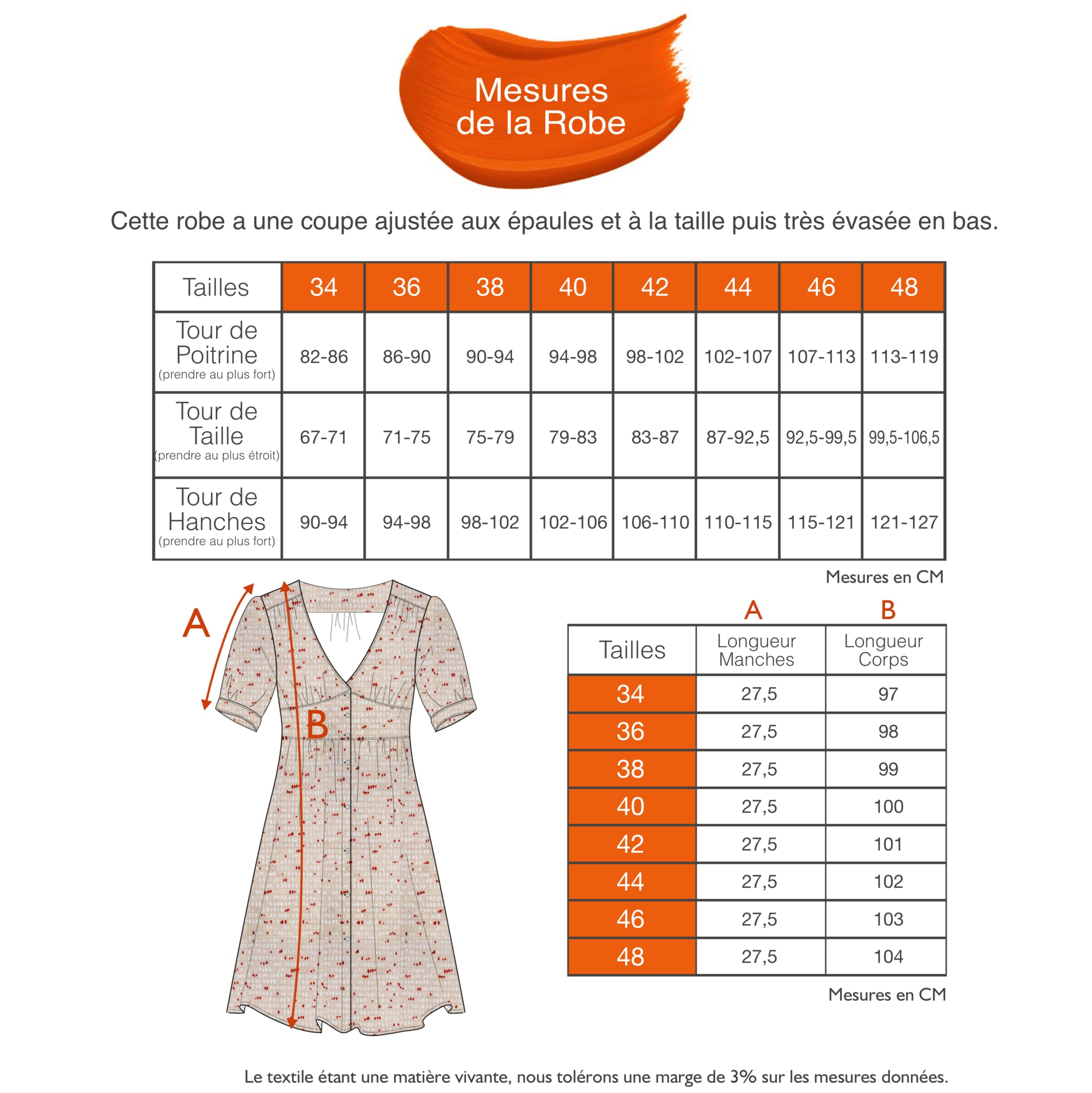 Guide des tailles - LA ROBE | AU FIL DE LIN