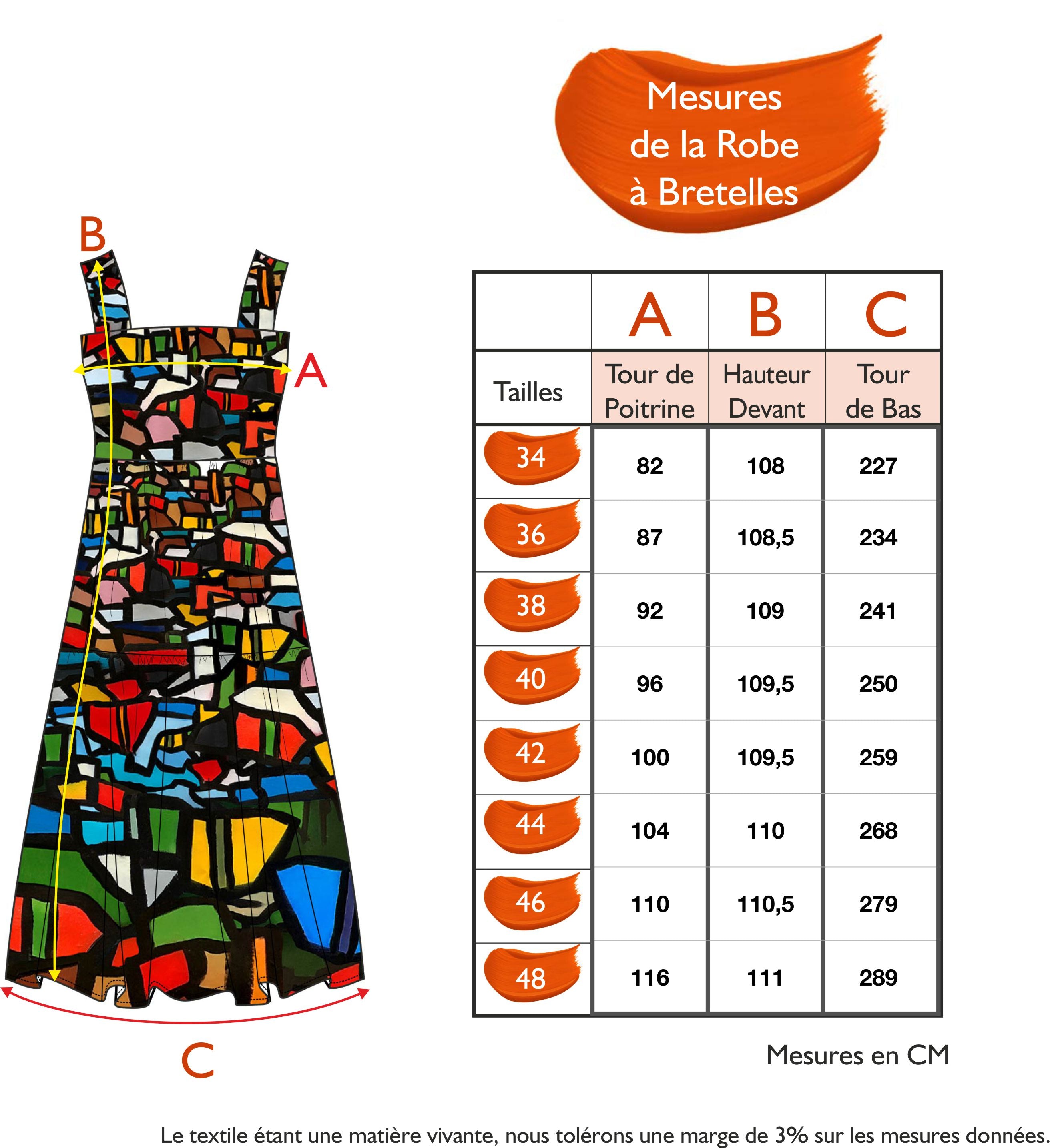 Guide des tailles - LA ROBE À BRETELLES | LE PORT DE CASSIS