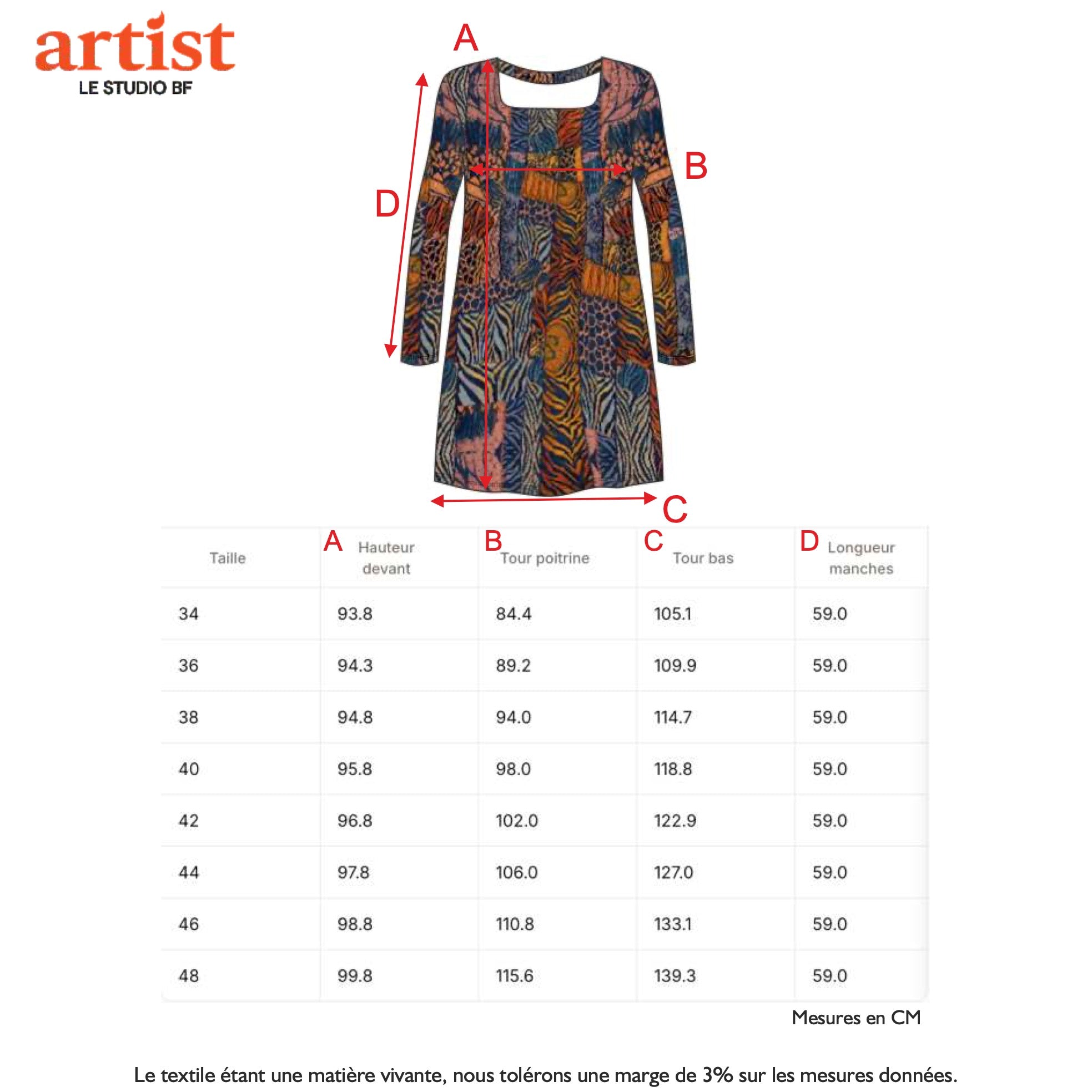 Guide des tailles - LA ROBE EN JERSEY | JARDIN SECRET