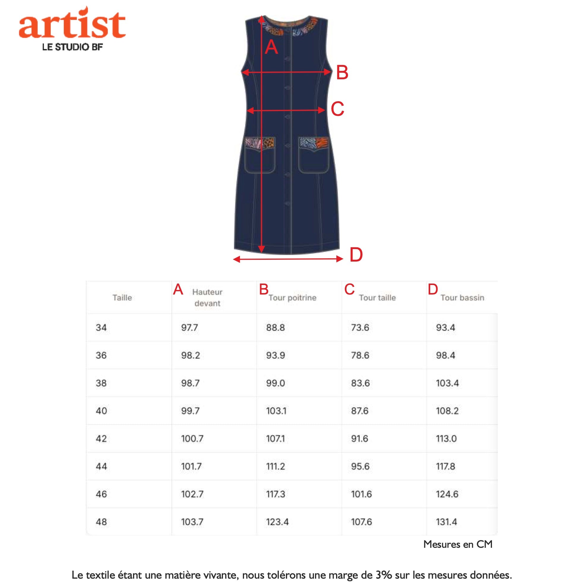 Guide des tailles - LA ROBE EN VELOURS | JARDIN SECRET
