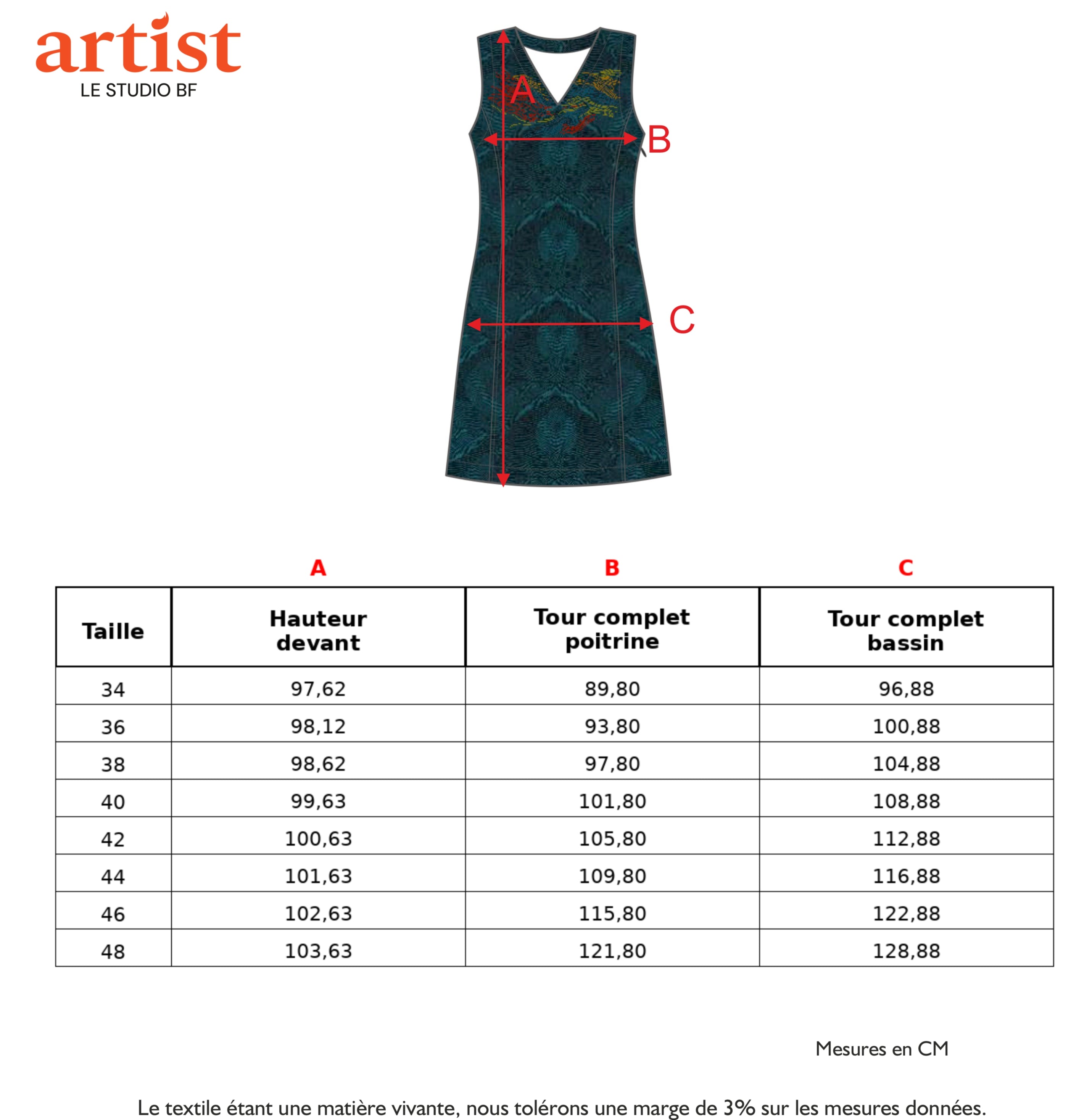 Guide des tailles - LA ROBE EN JACQUARD | SUR LA ROUTE DE MOUSTIERS