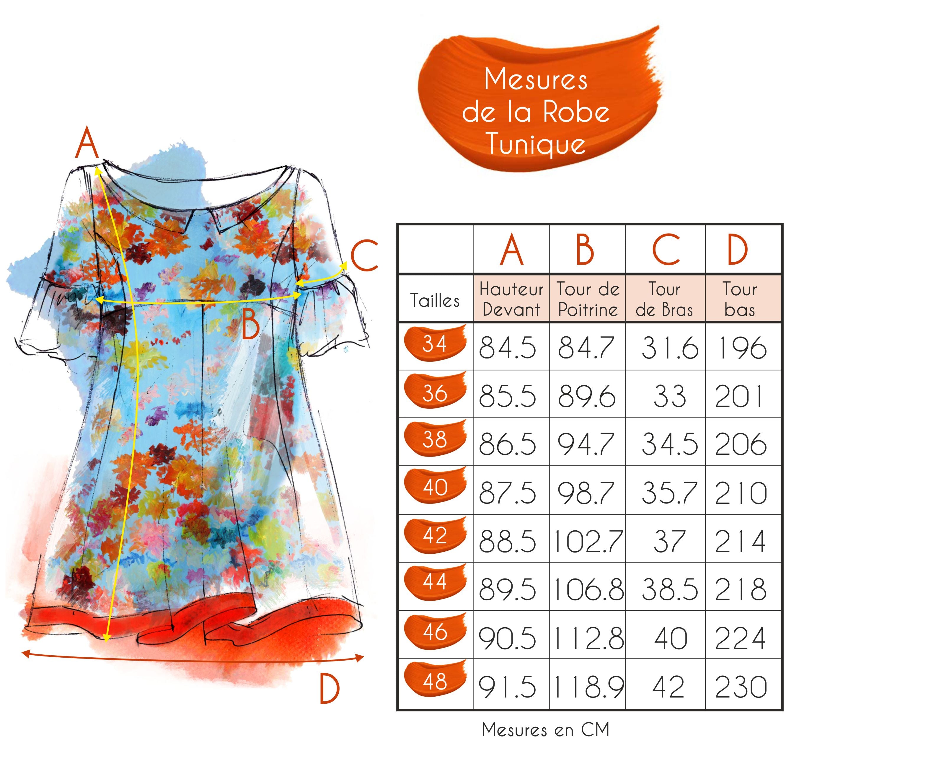 Guide des tailles - LA ROBE TUNIQUE | BOTANIA