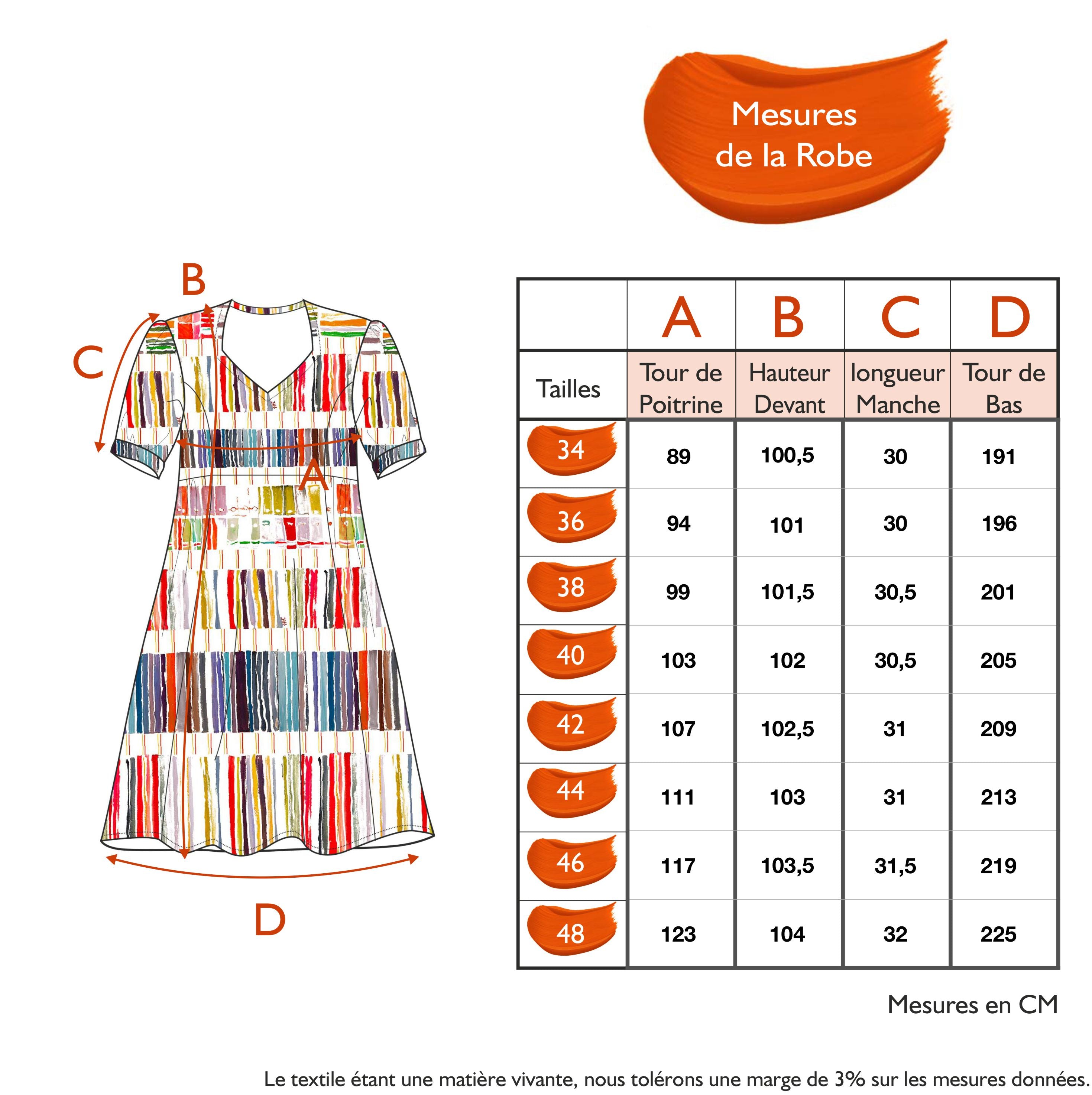 Guide des tailles - LA ROBE IMPRIMÉE | ROMANCE